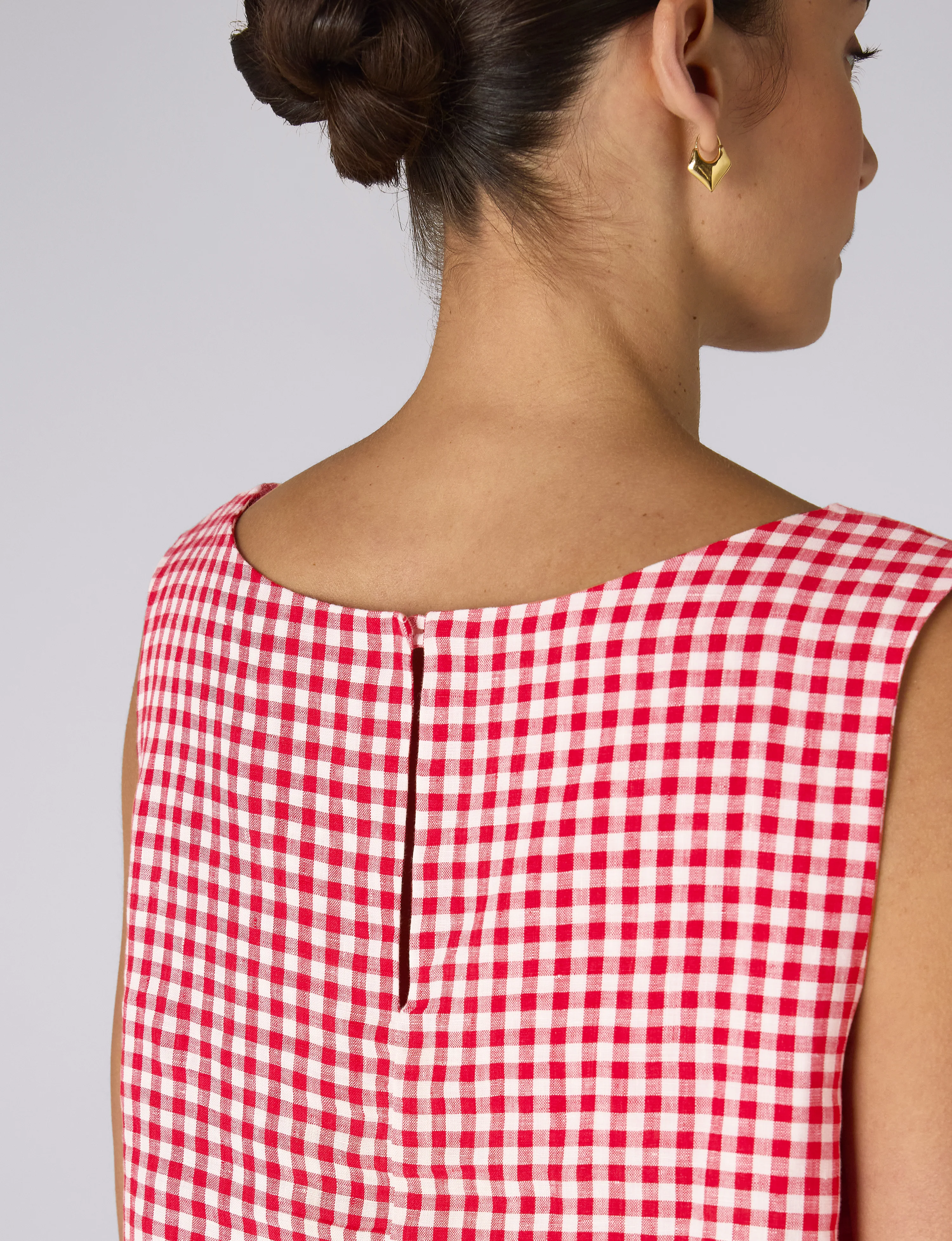 Jackie Top: Linen, Post Box Red Gingham - With Nothing Underneath