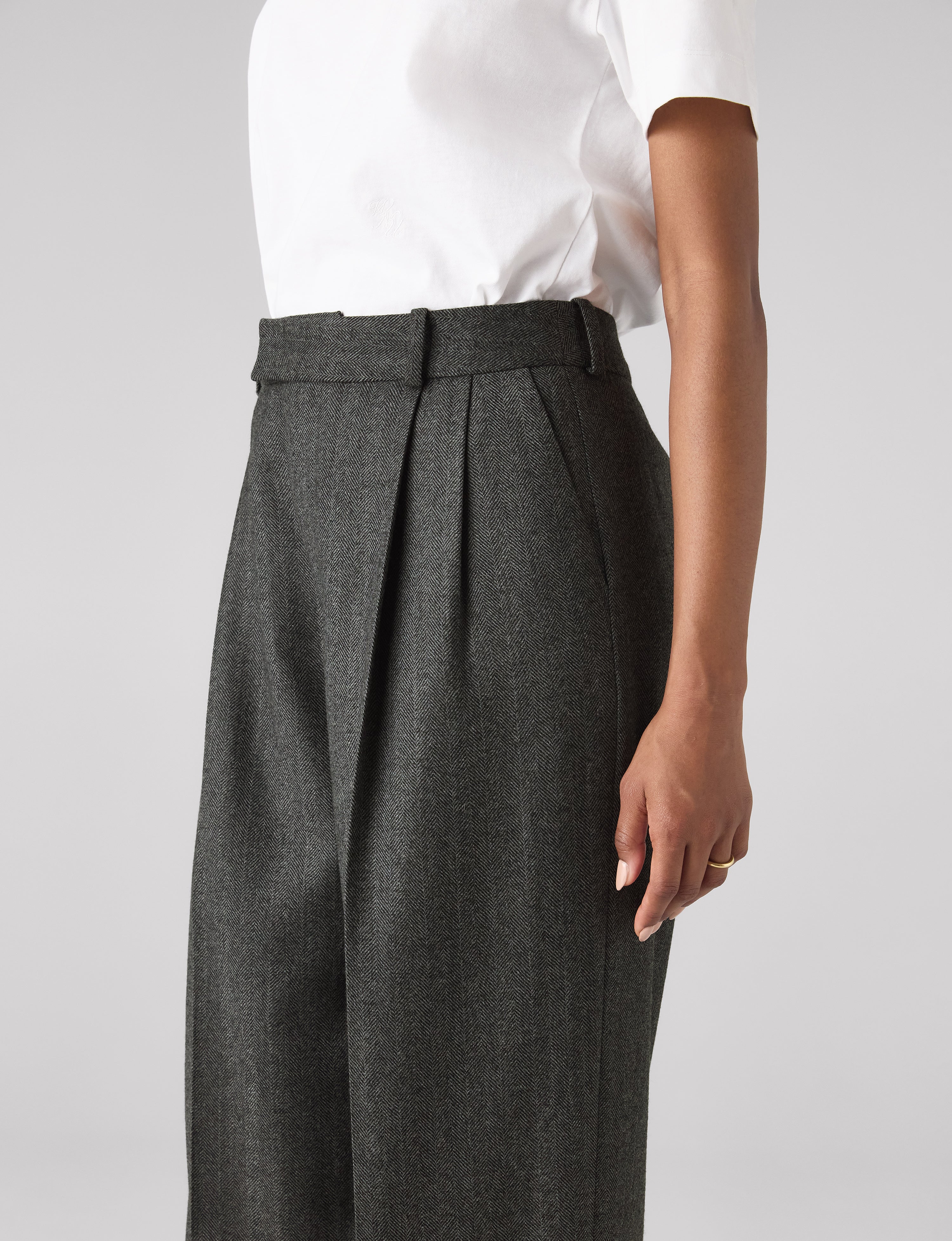 Rampling Trouser: Wool, Grey Herringbone - With Nothing Underneath