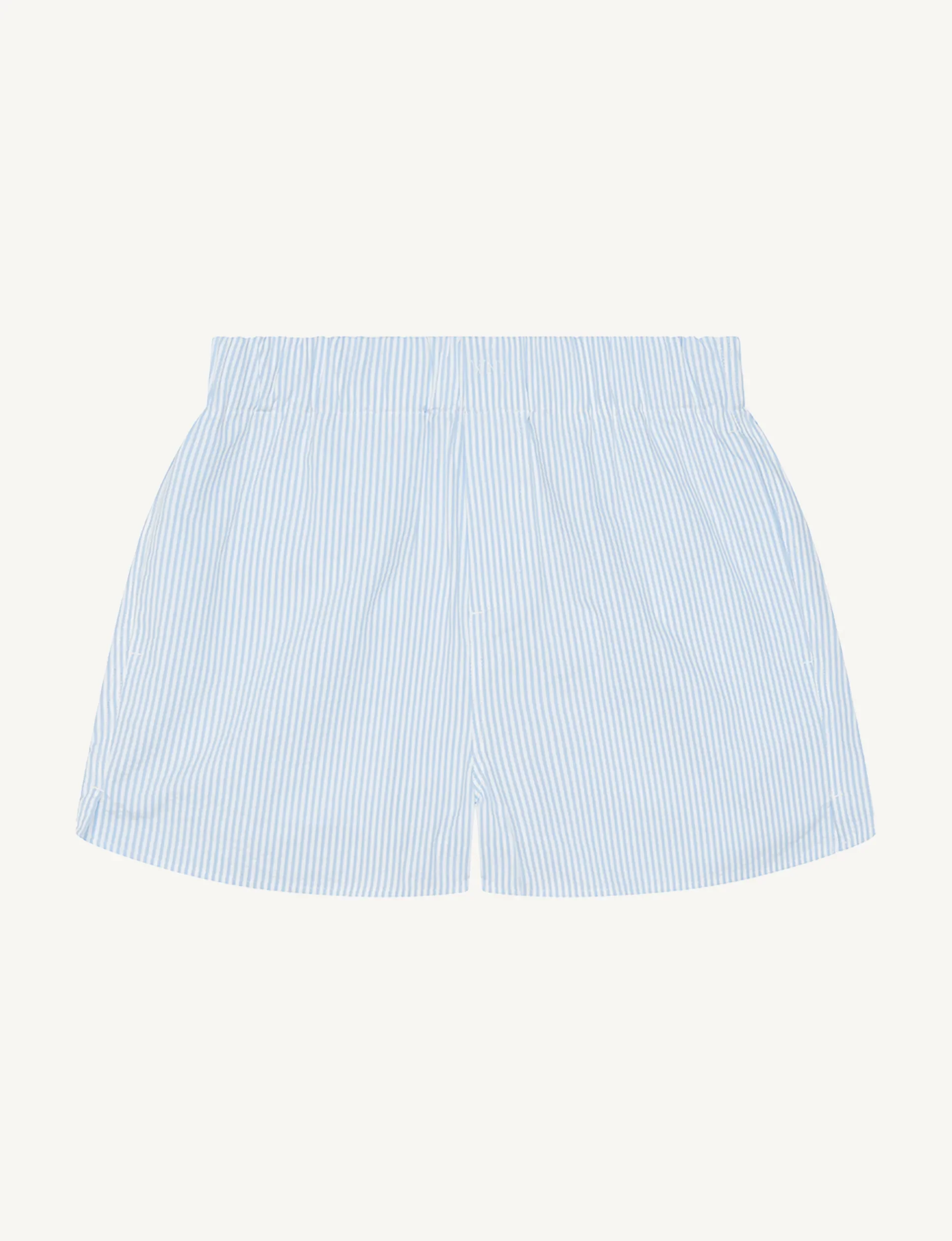 The Boxer: Seersucker, Rain Blue Stripe - With Nothing Underneath