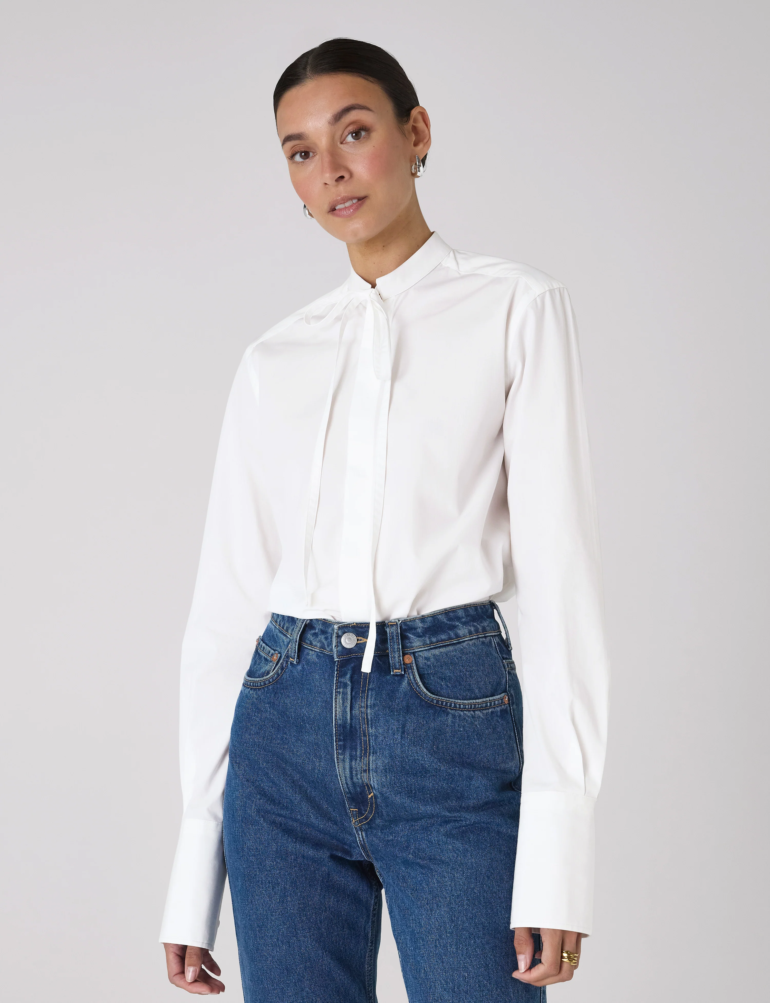 The Boyfriend Bow Tie: Fine Poplin, White - With Nothing Underneath