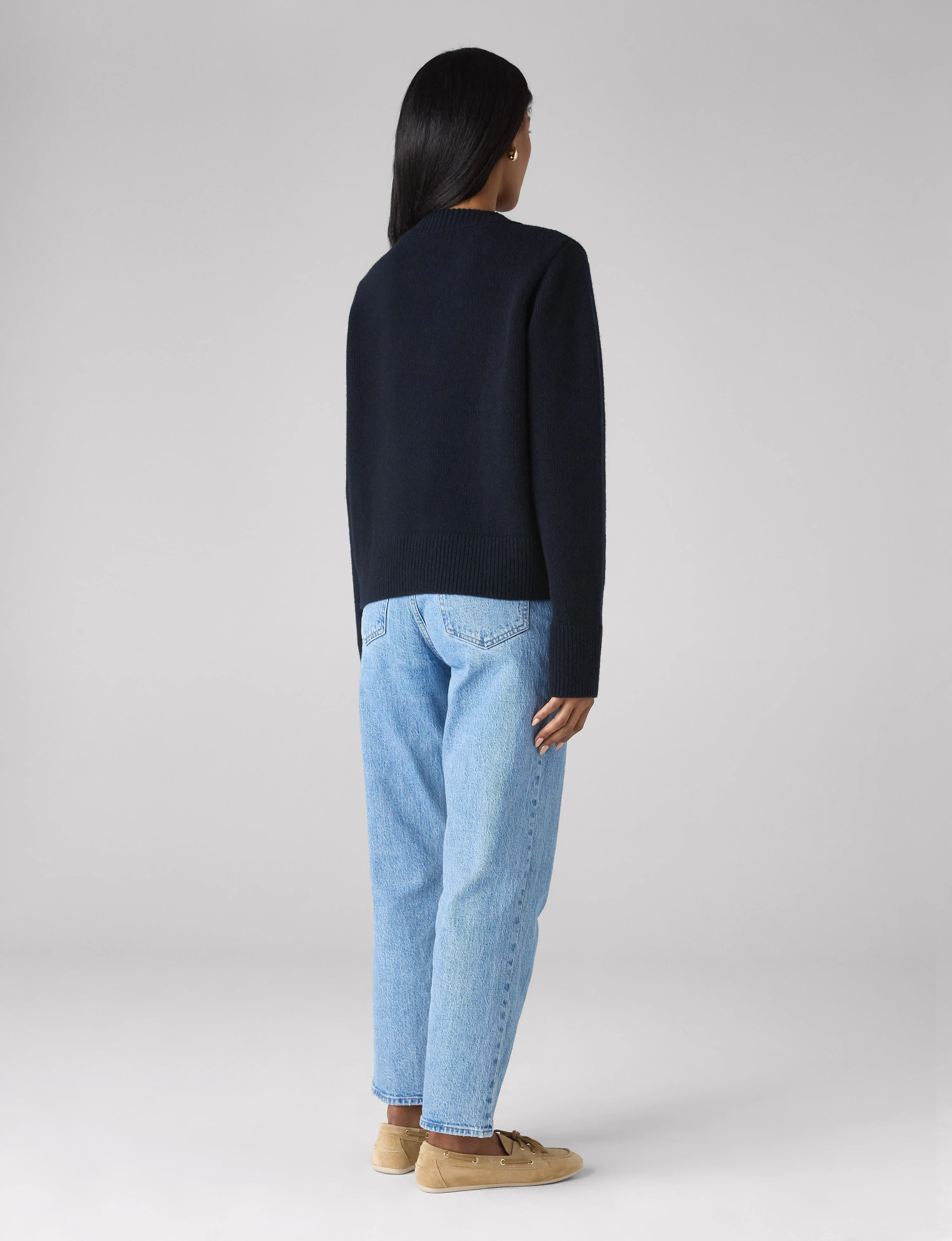 Devon Jumper: Wool, Navy Blue - With Nothing Underneath