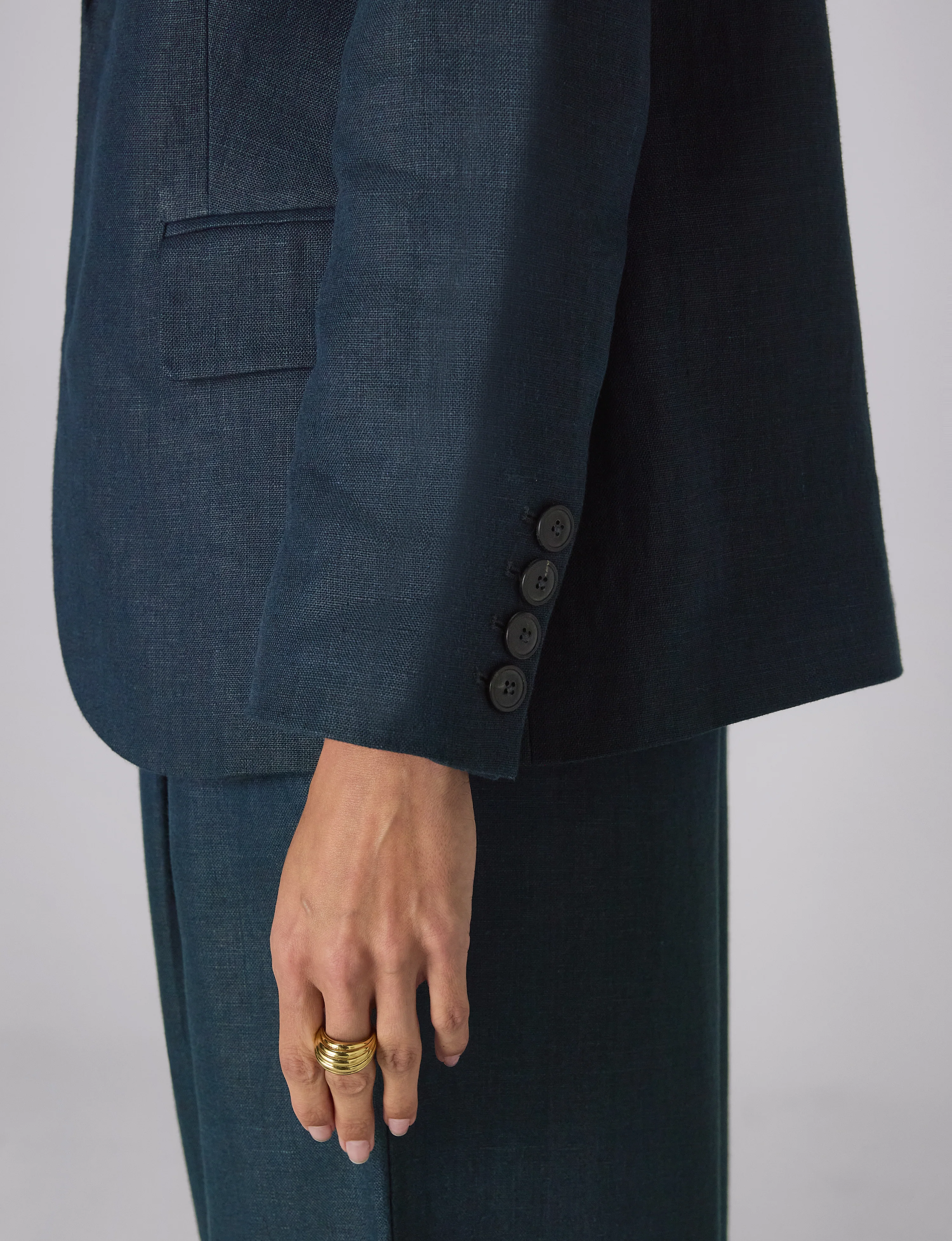 Hutton Blazer: Linen, Navy Blue - With Nothing Underneath