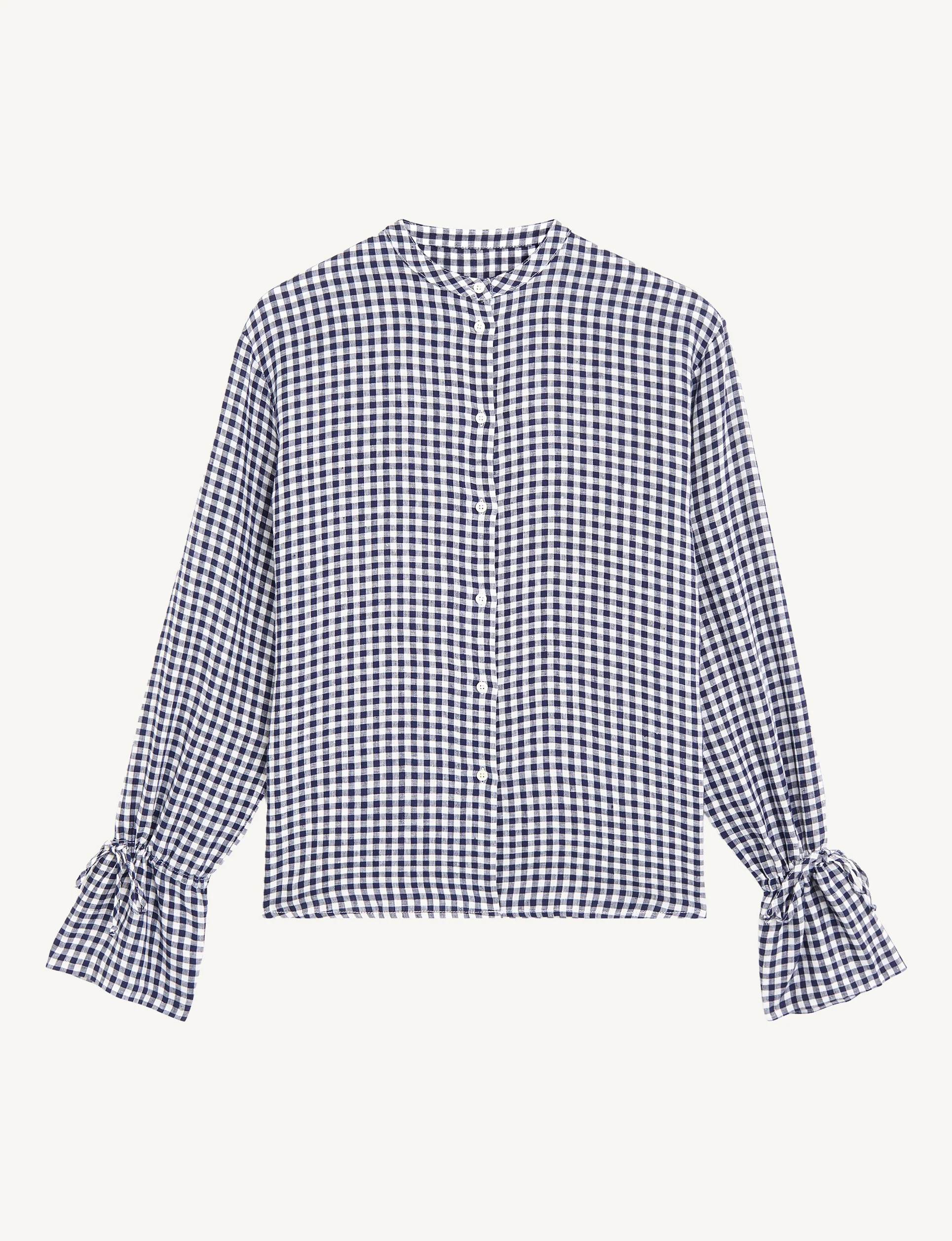 Rye Blouse: Linen, Navy Blue Gingham - With Nothing Underneath