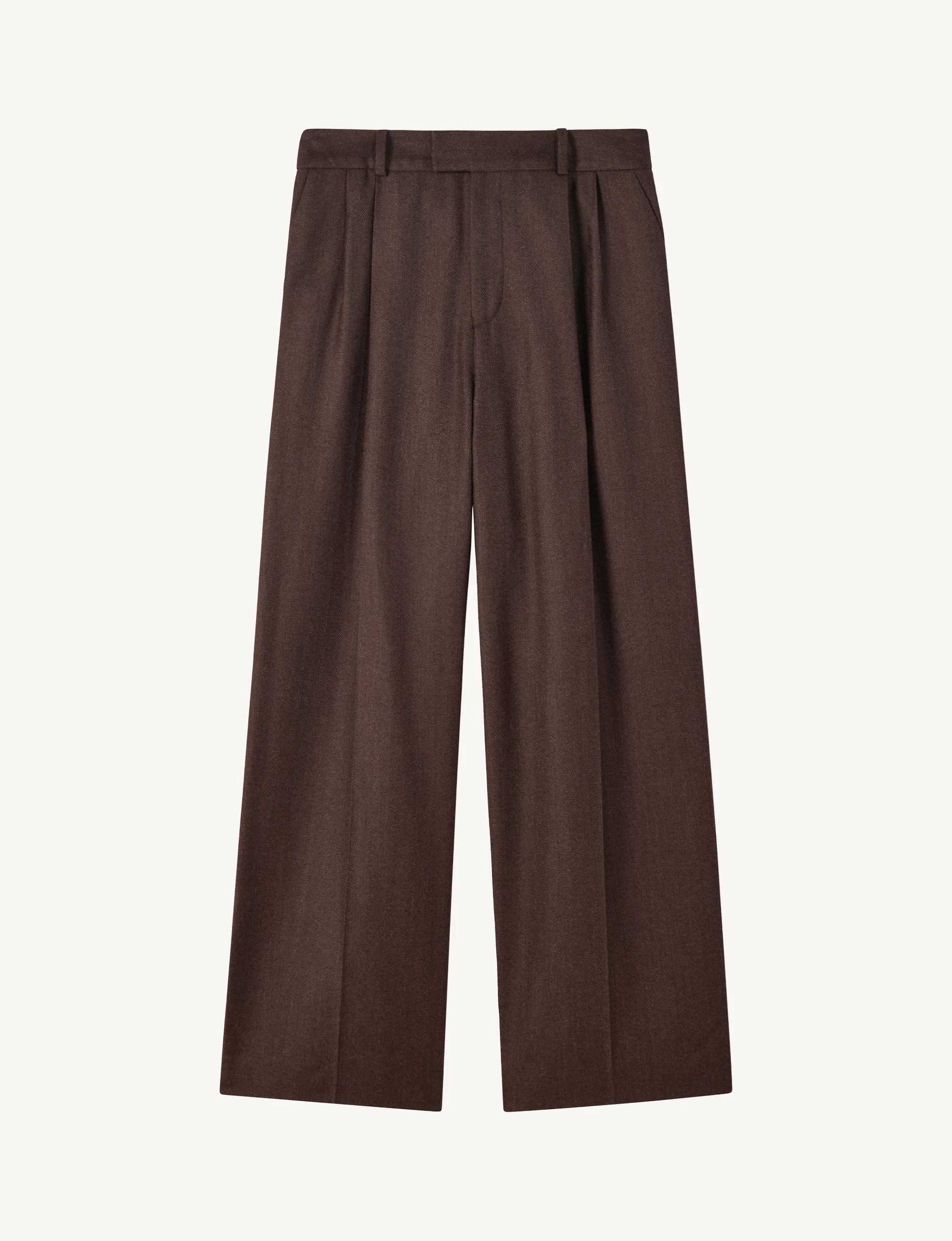 Rampling Trouser: Wool, Dark Brown Herringbone - With Nothing Underneath