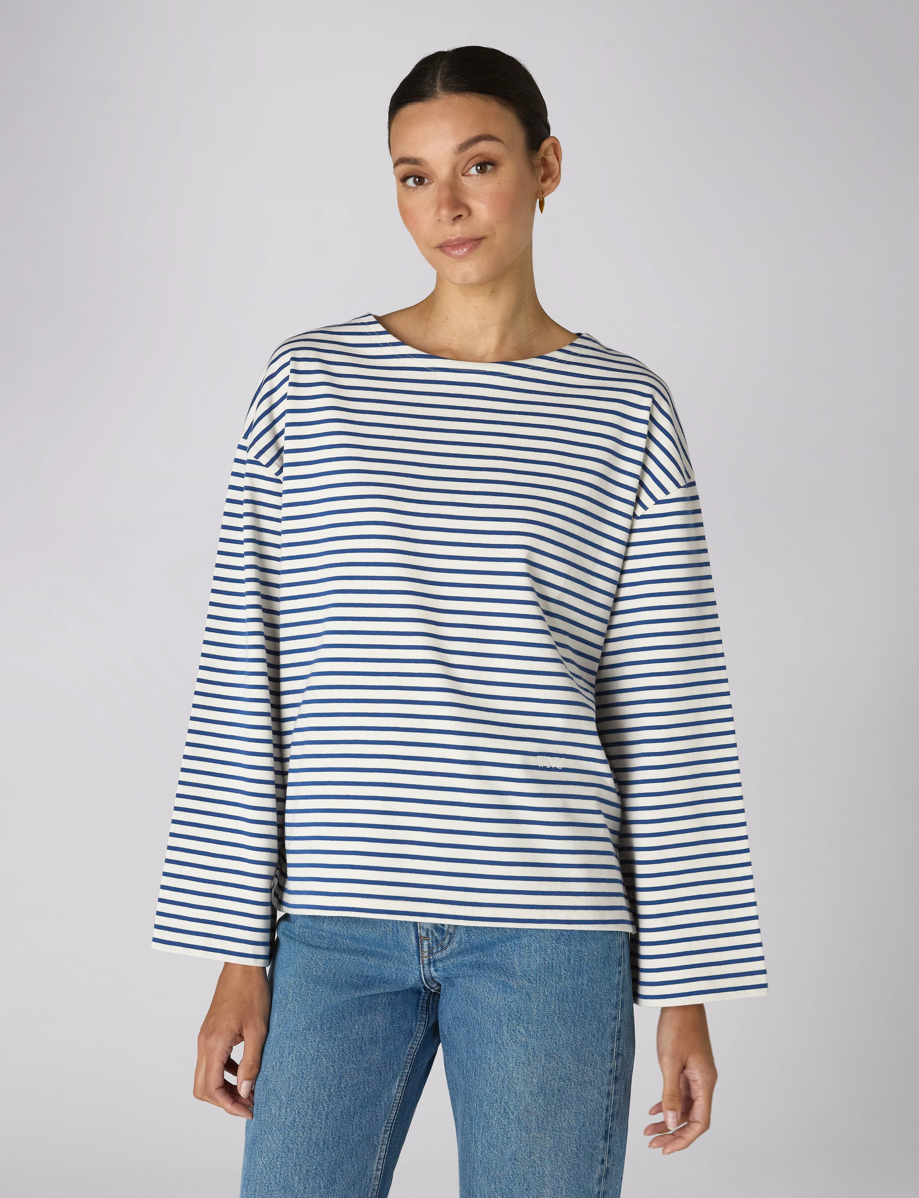 Harbour Breton: Cotton Jersey, Ecru and Blue Stripe - With Nothing Underneath