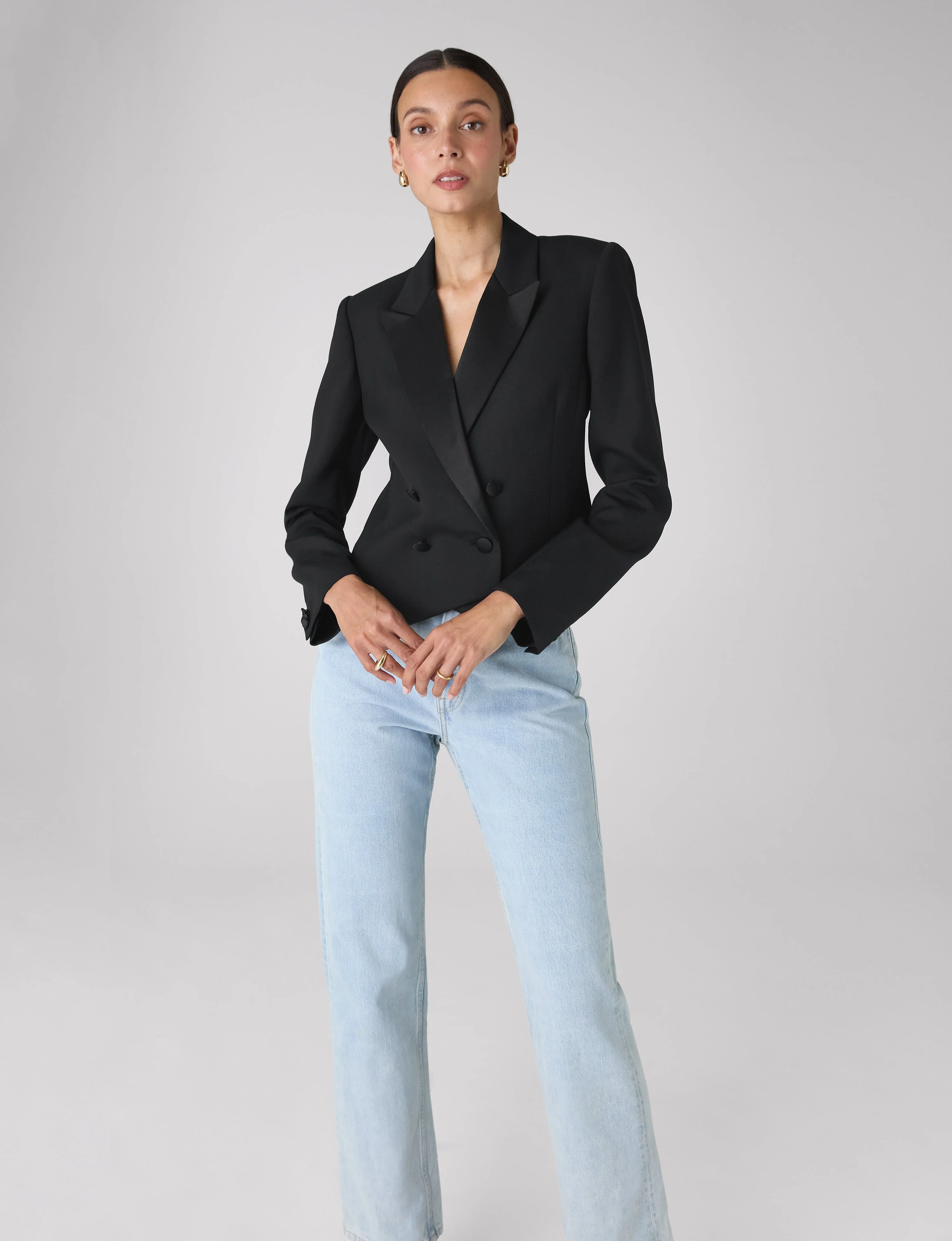 Belgravia Cropped Tuxedo: Wool, Black - With Nothing Underneath