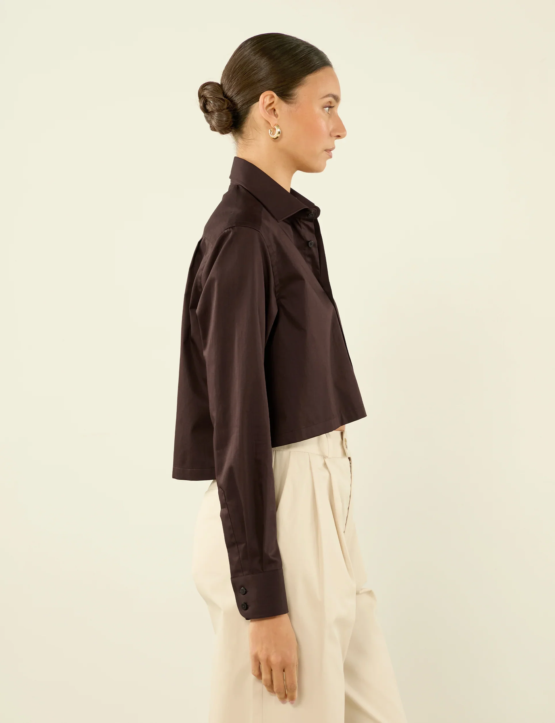 The Cropped: Fine Poplin, Chocolate - With Nothing Underneath