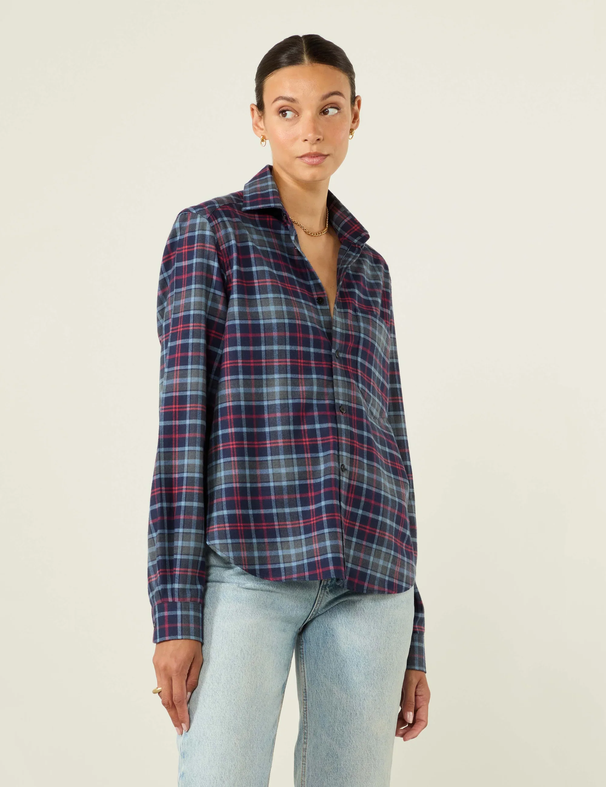 The Classic: Fine Brushed, Blue and Red Plaid - With Nothing Underneath