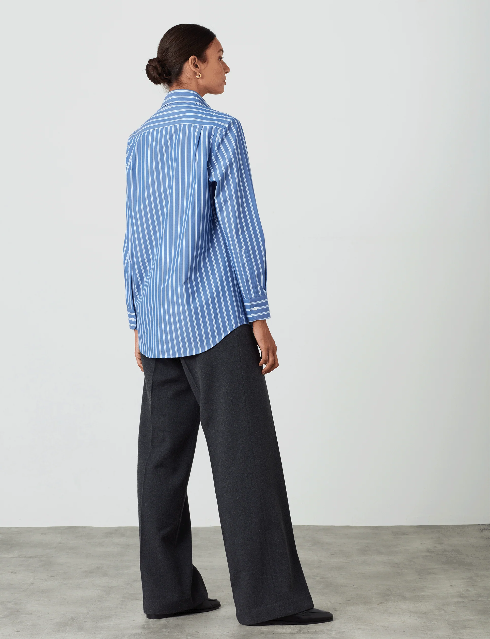 The Boyfriend: Fine Poplin, Blue Multi Stripe - With Nothing Underneath