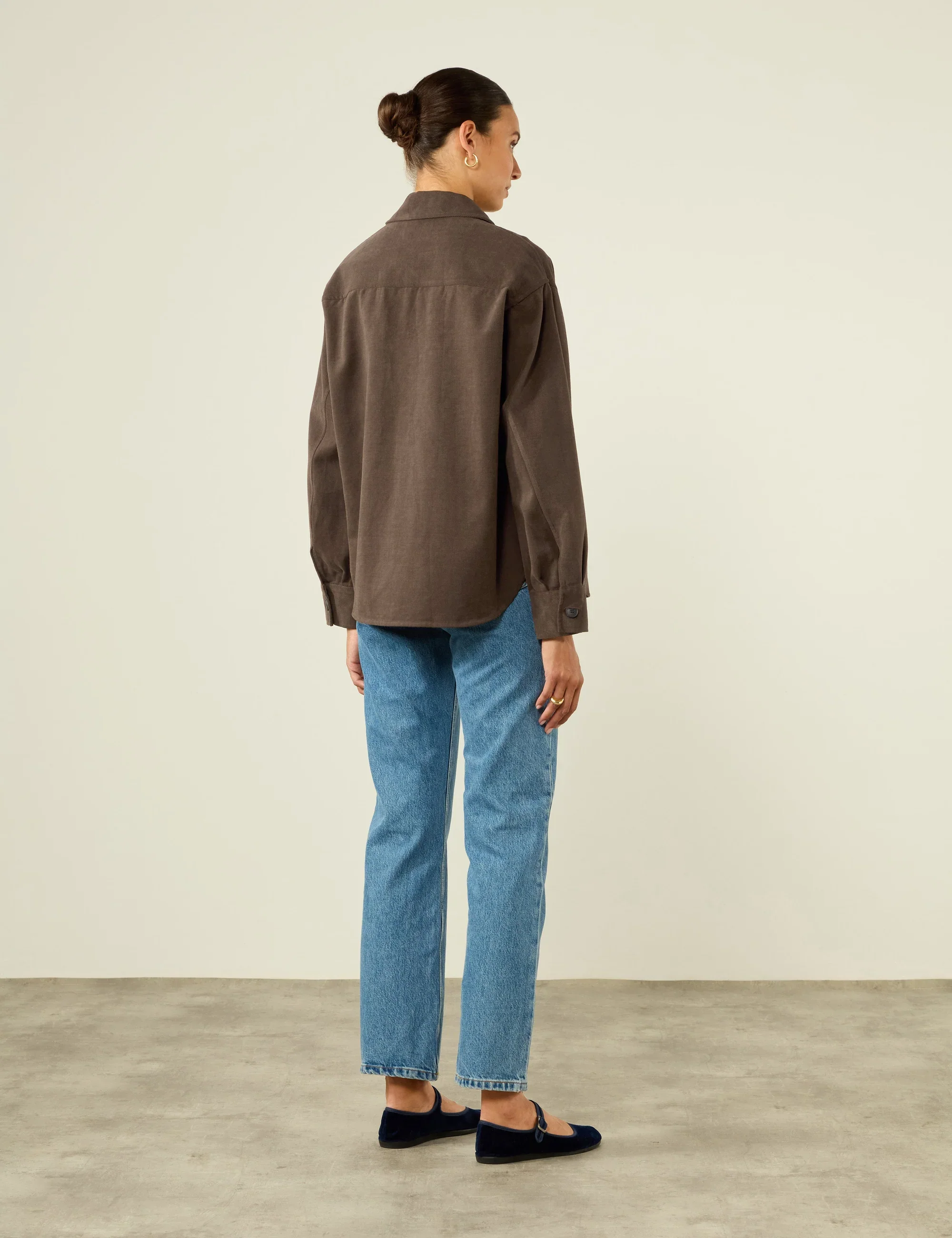 Stow Overshirt: Brushed Twill, Mocha - With Nothing Underneath