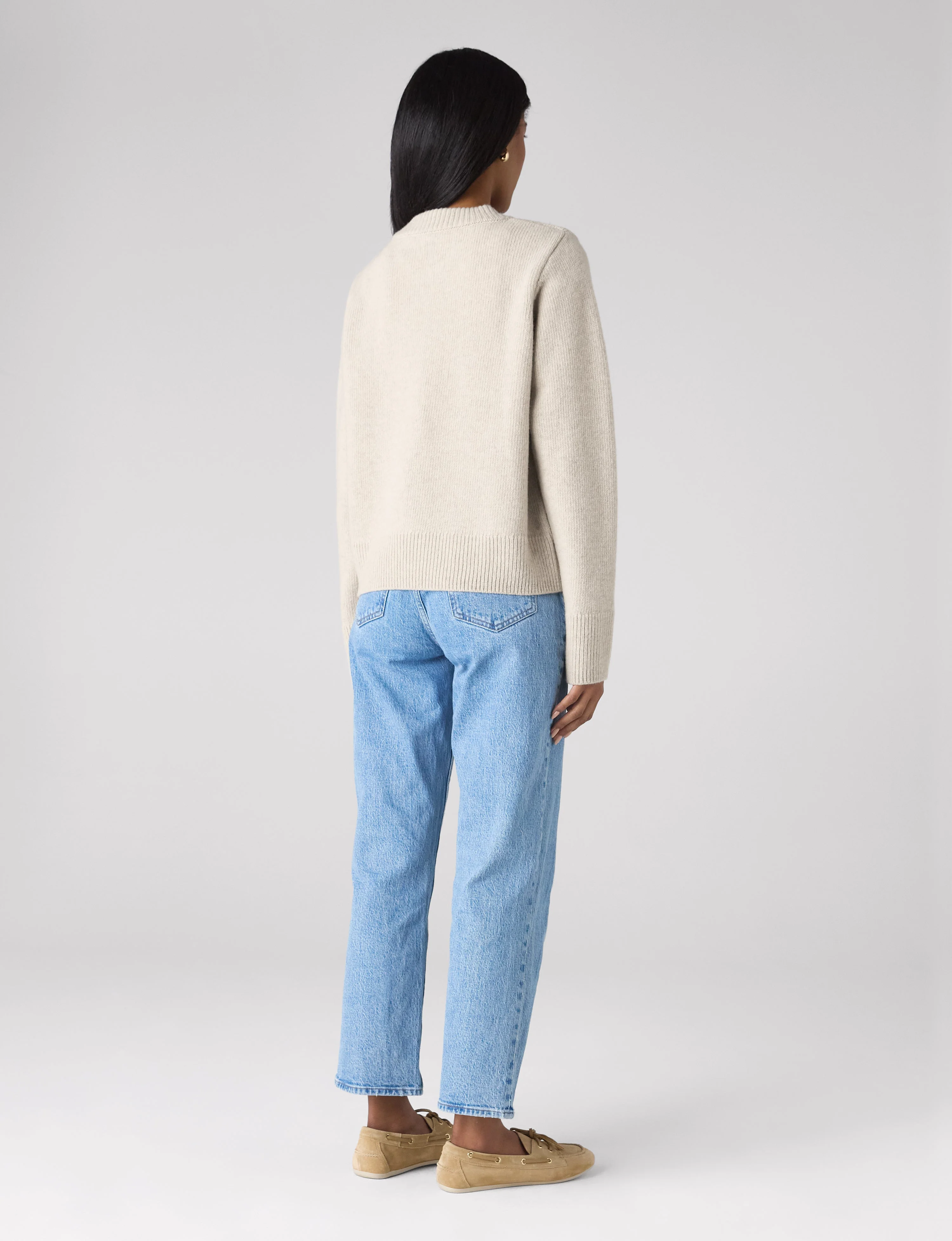 Devon Jumper: Wool, Oatmeal - With Nothing Underneath