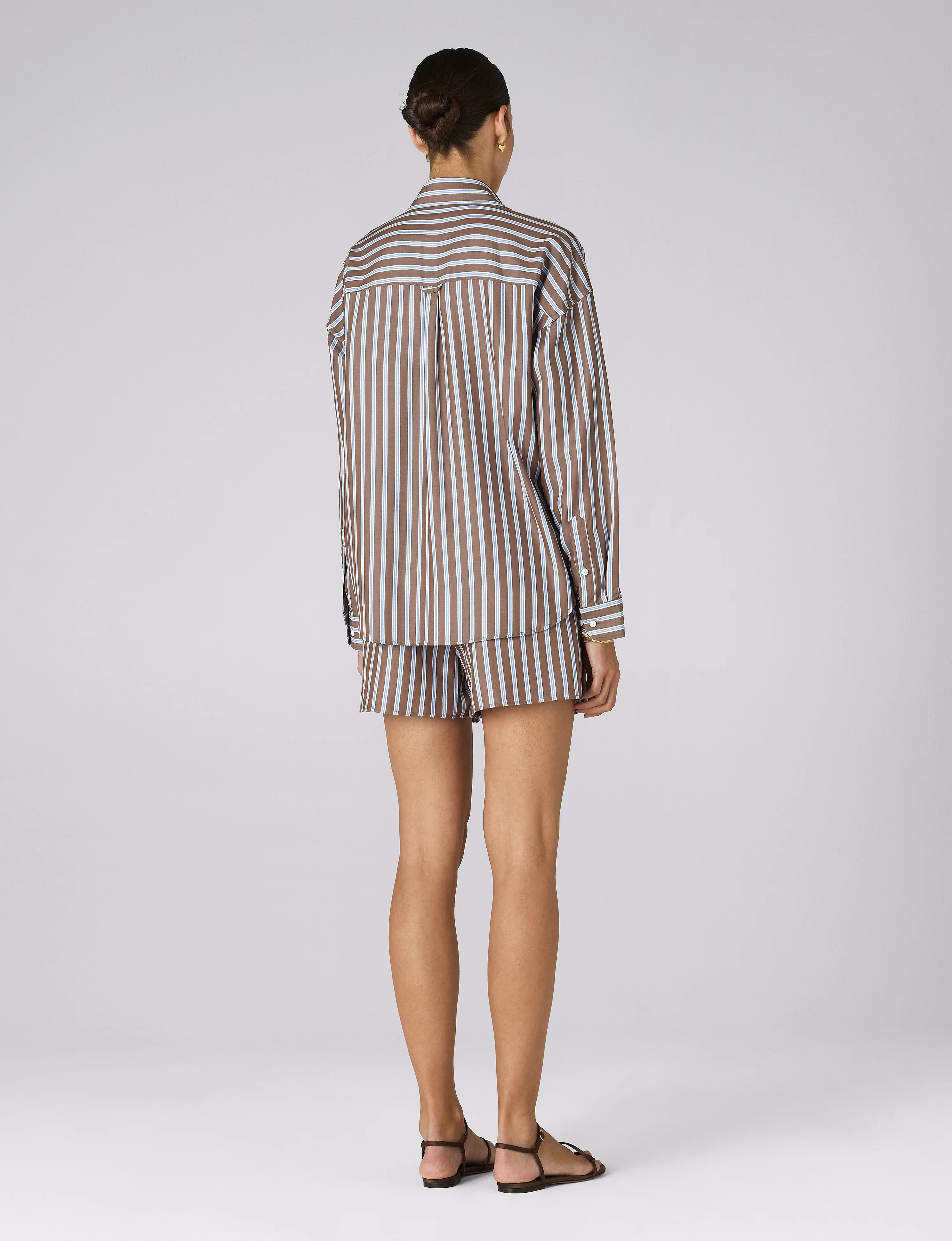 The Boxer: TENCEL™ Lyocell, Mocha Multi Stripe - With Nothing Underneath