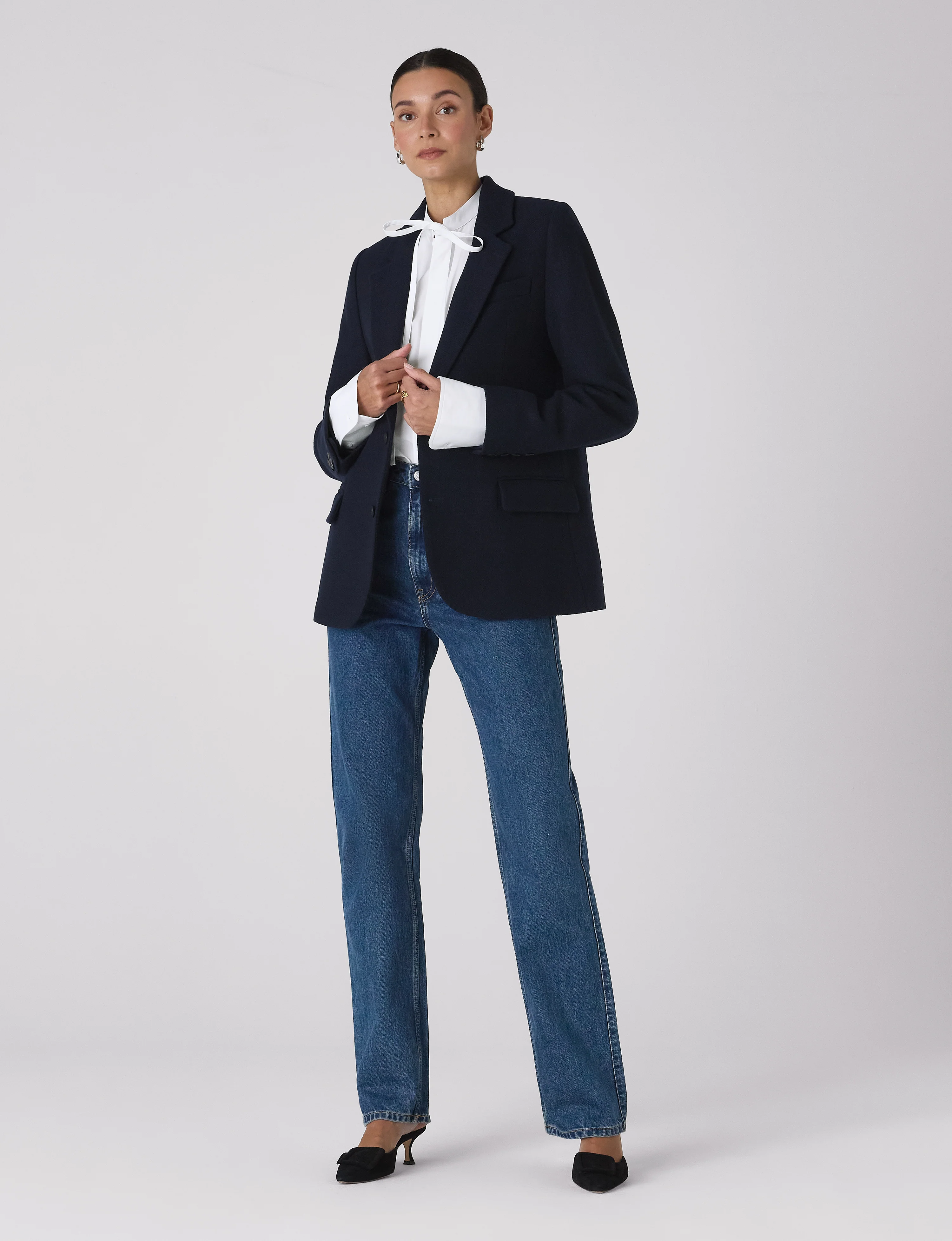 The Boyfriend Bow Tie: Fine Poplin, White - With Nothing Underneath