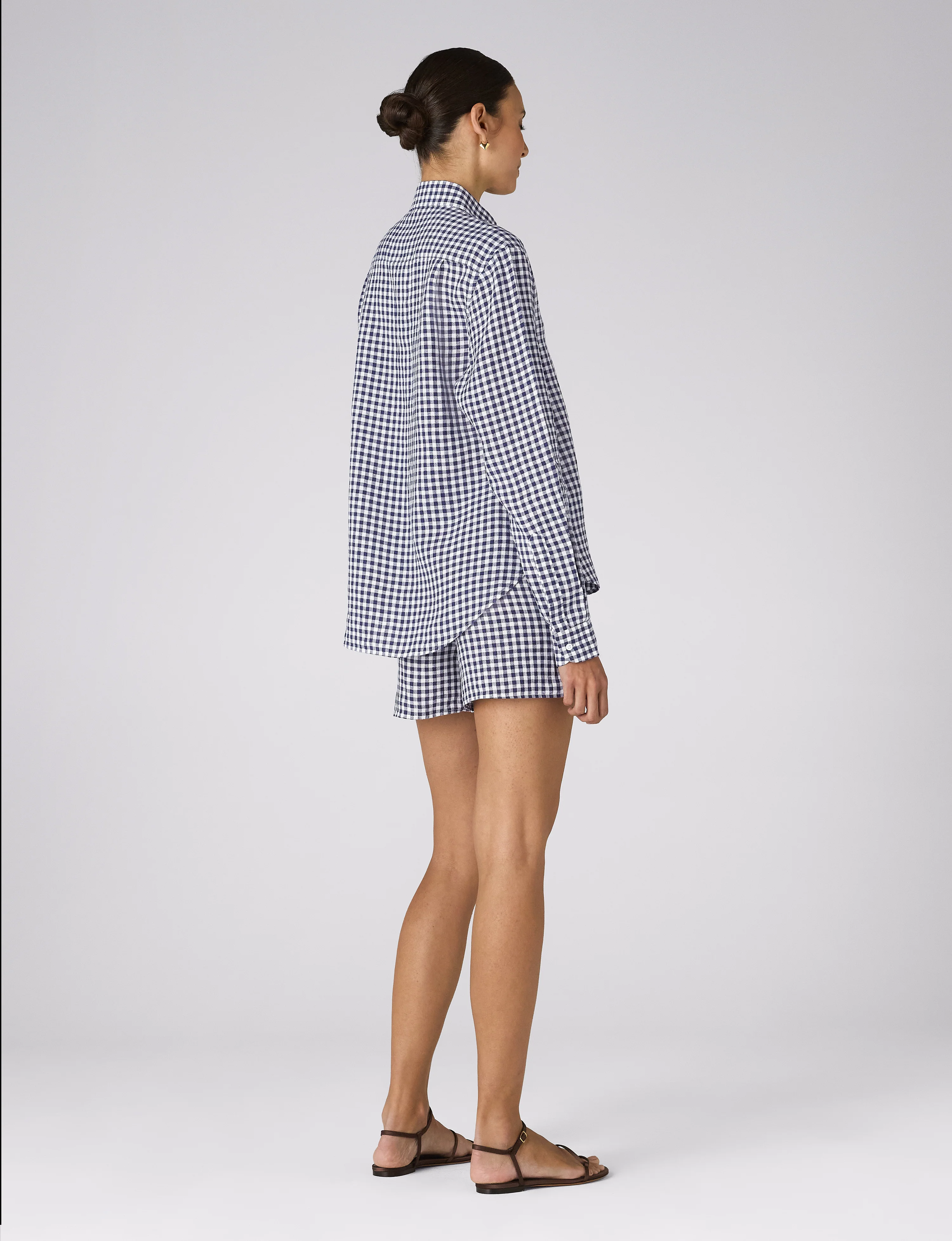 The Classic: Linen, Navy Blue Gingham - With Nothing Underneath