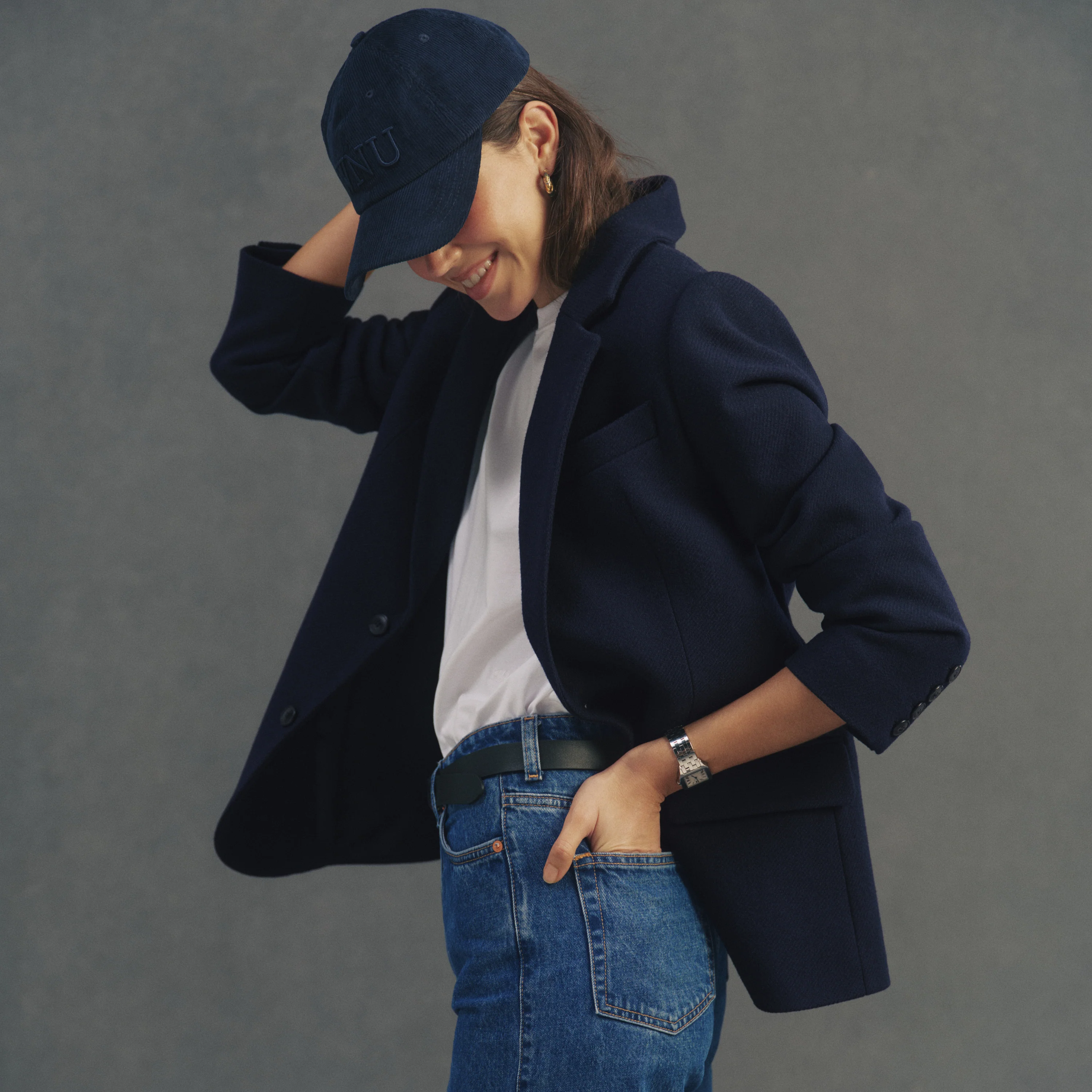 Hutton Blazer: Wool, Navy Blue - With Nothing Underneath