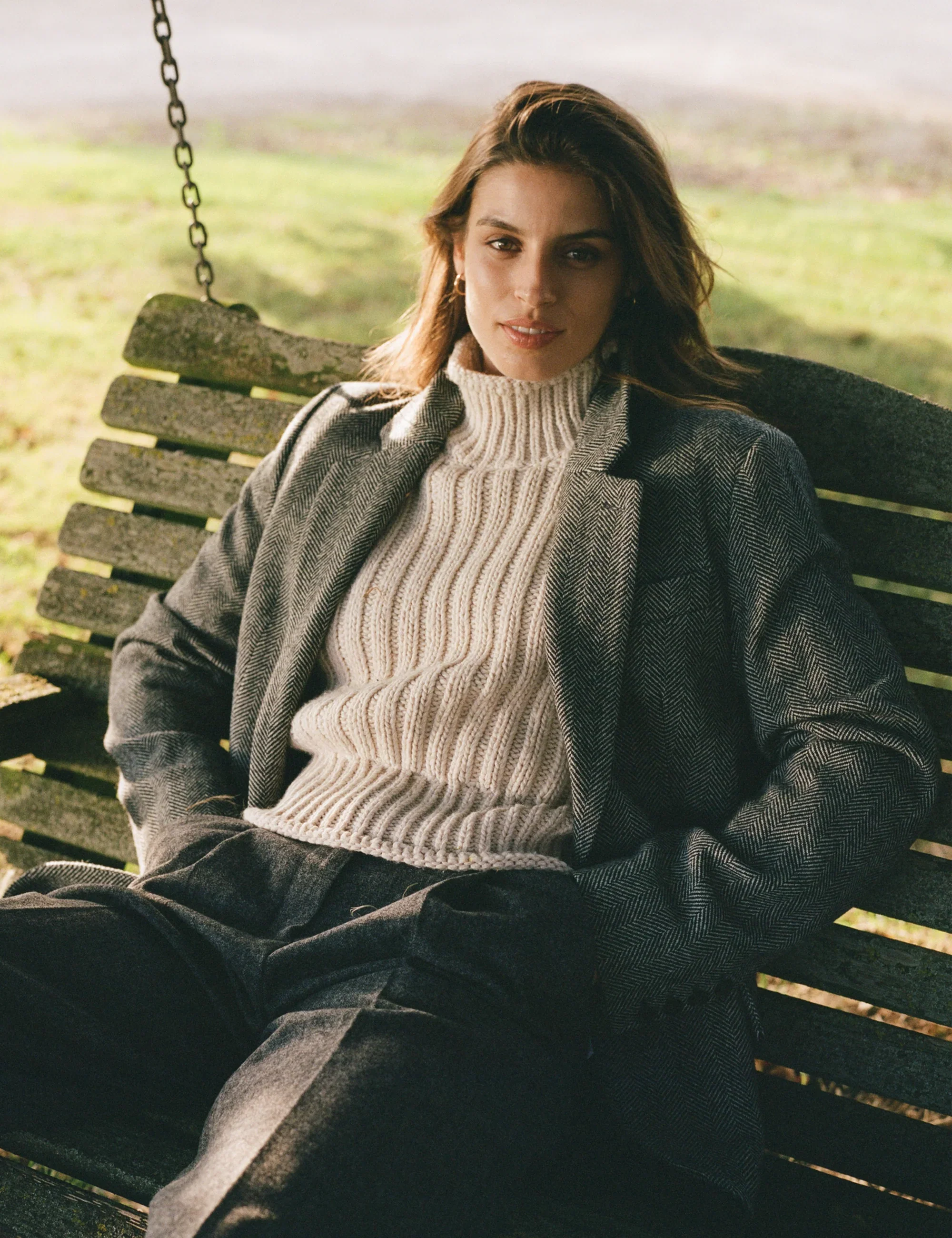 Hutton Blazer: Wool, Grey Herringbone - With Nothing Underneath