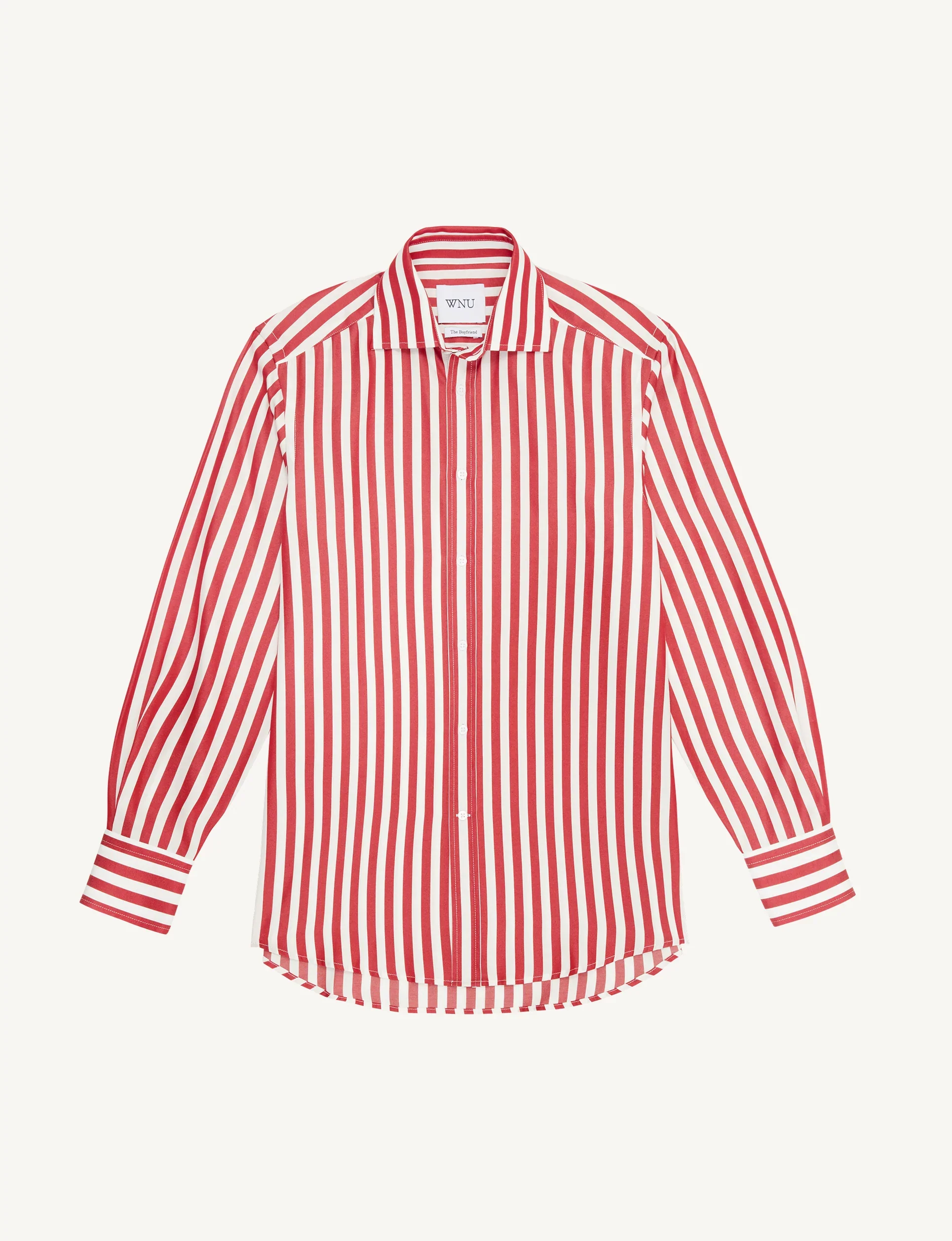 The Boyfriend: TENCEL™ Lyocell, Maple Red Stripe - With Nothing Underneath