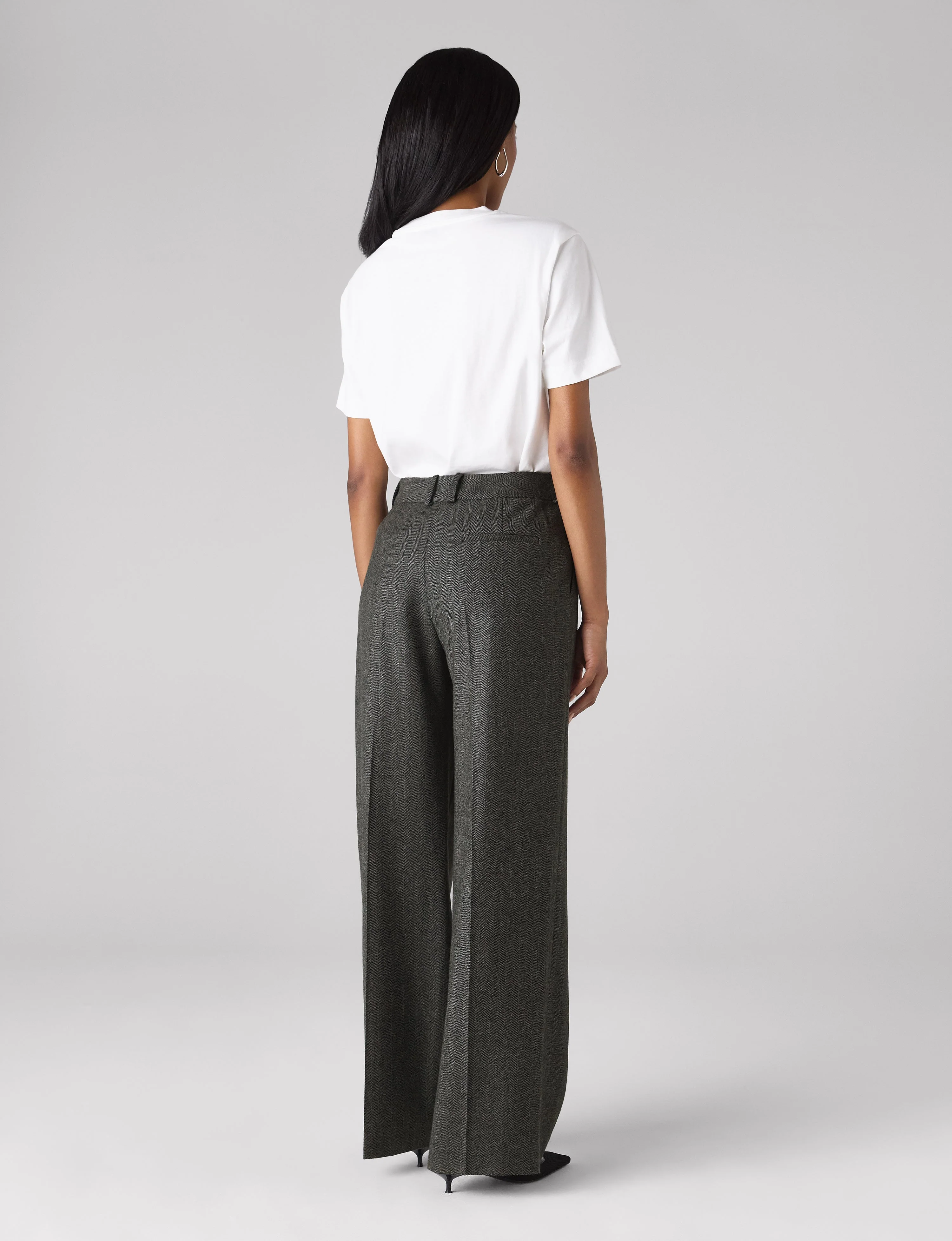 Rampling Trouser: Wool, Grey Herringbone - With Nothing Underneath