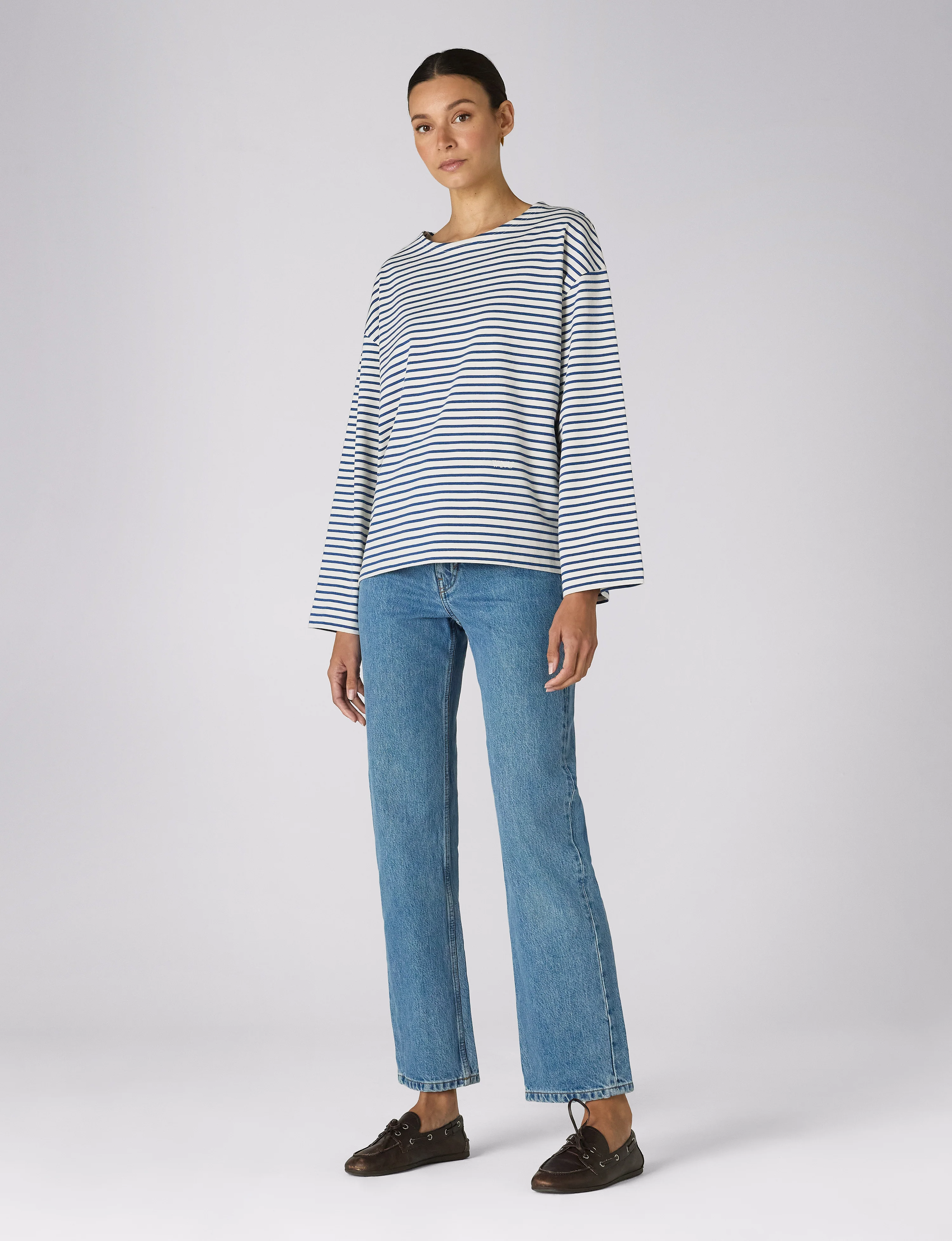 Harbour Breton: Cotton Jersey, Ecru and Blue Stripe - With Nothing Underneath