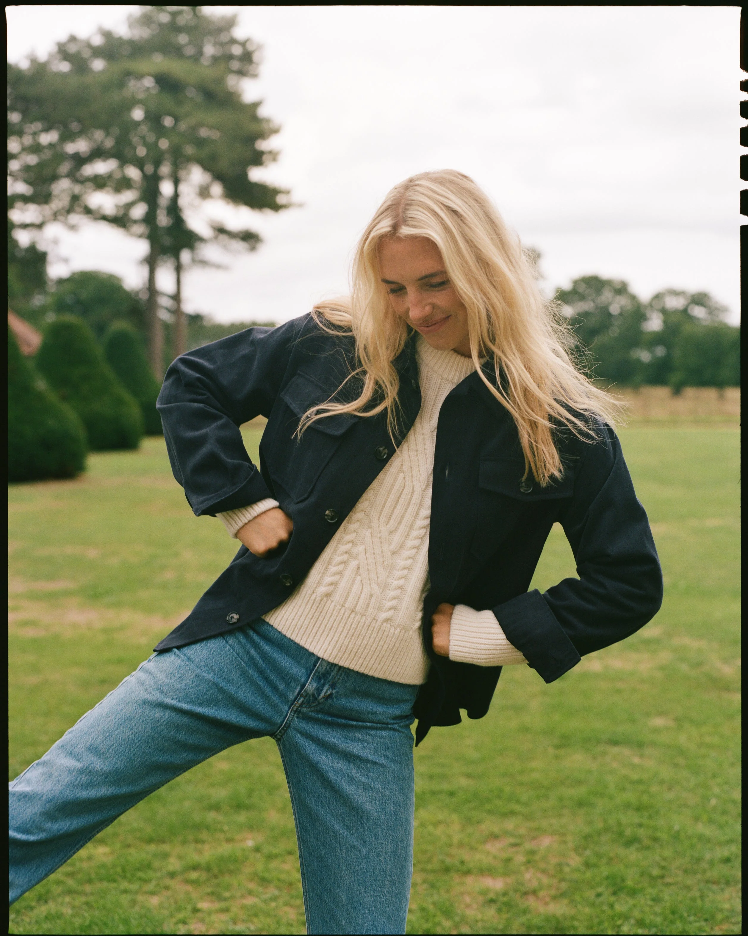 Stow Overshirt: Brushed Twill, Navy Blue - With Nothing Underneath