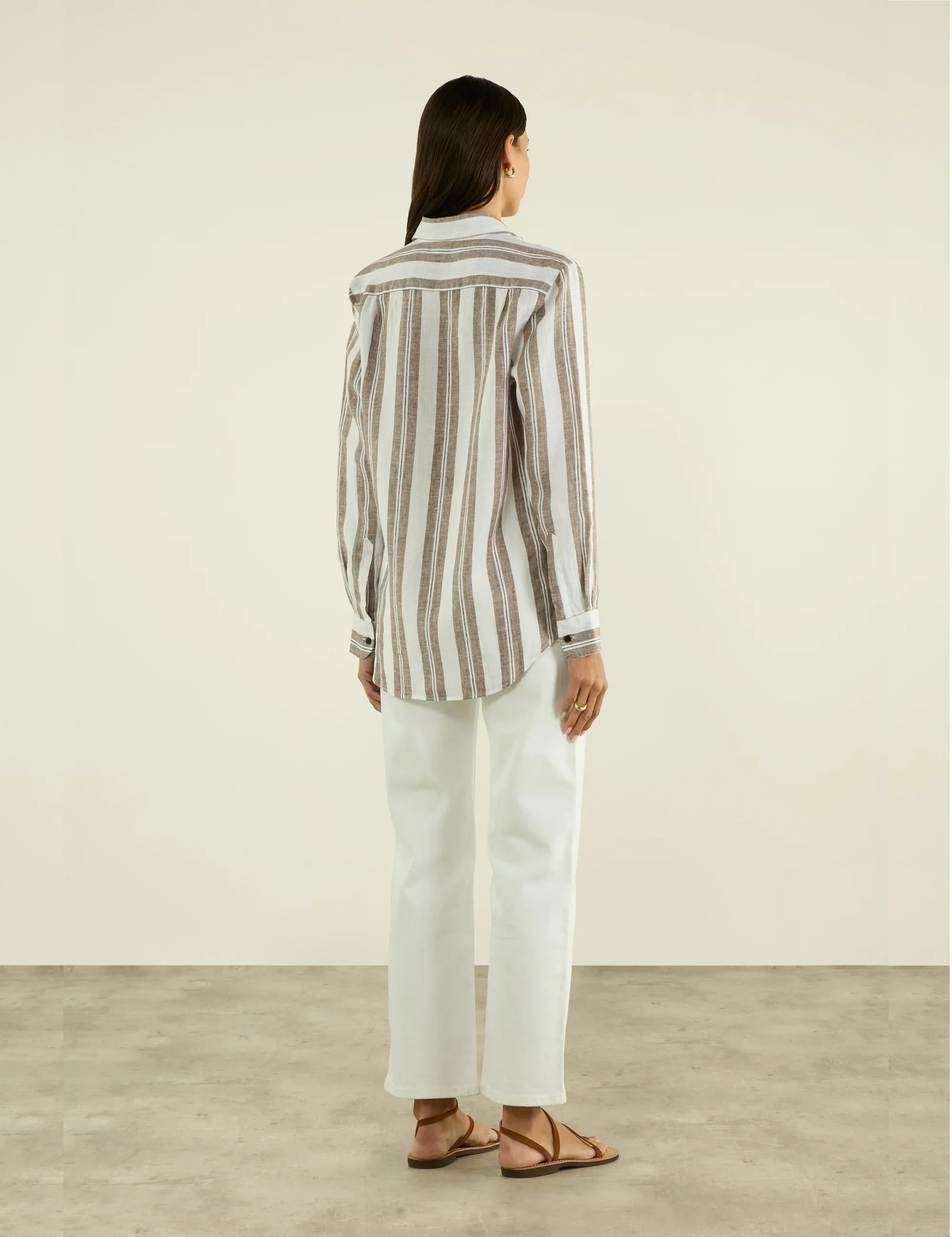 The Boyfriend: Linen, Mocha and Black Multi Stripe - With Nothing Underneath