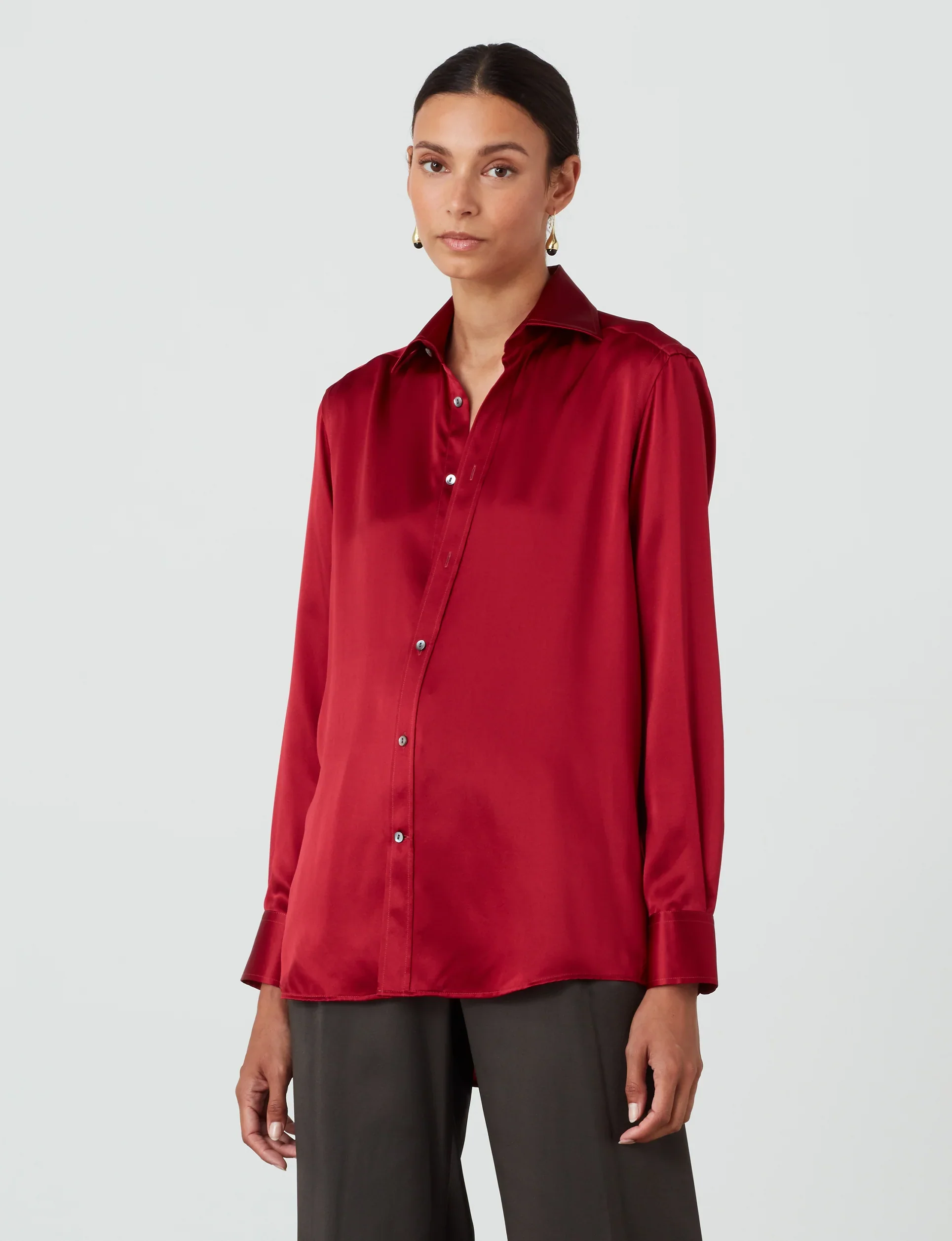 The Boyfriend: Silk Satin, Garnet - With Nothing Underneath