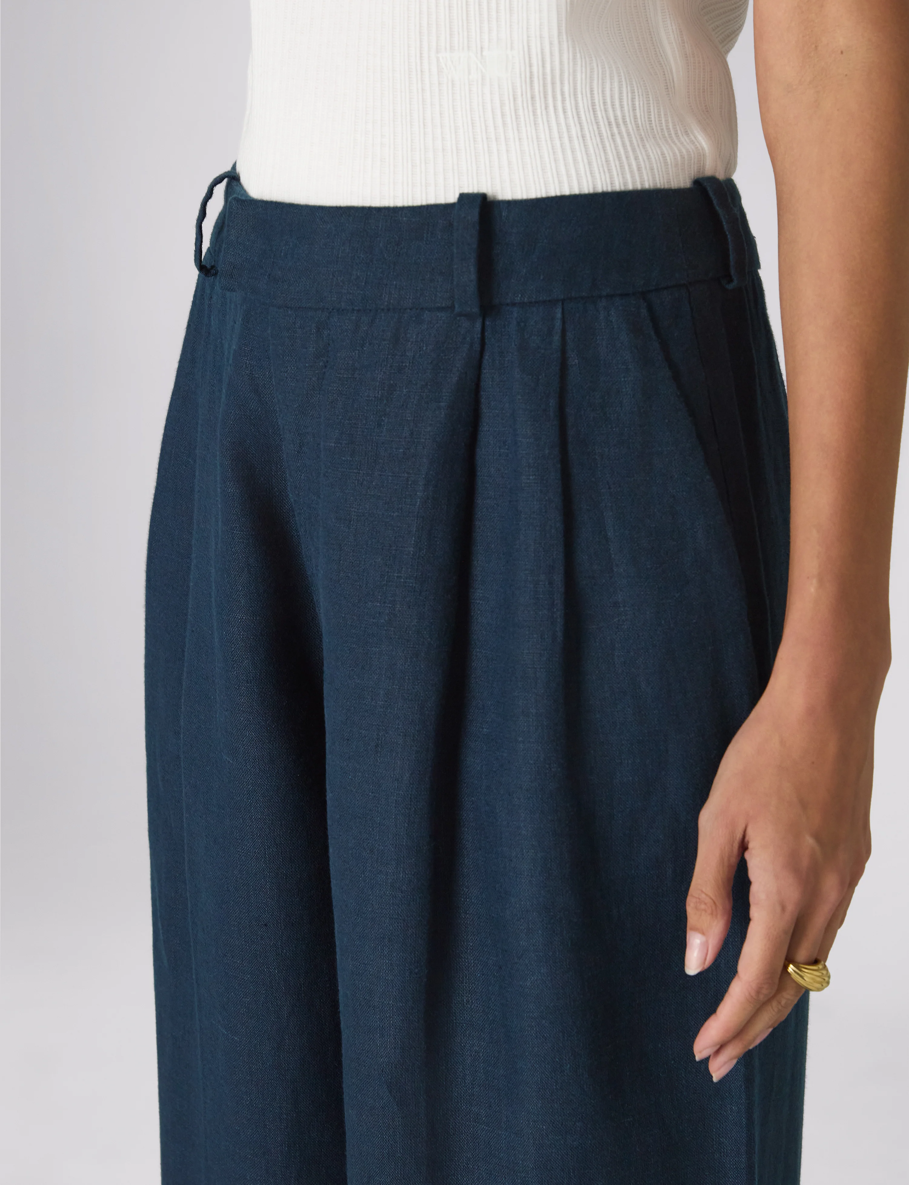 Rampling Trouser: Linen, Navy - With Nothing Underneath