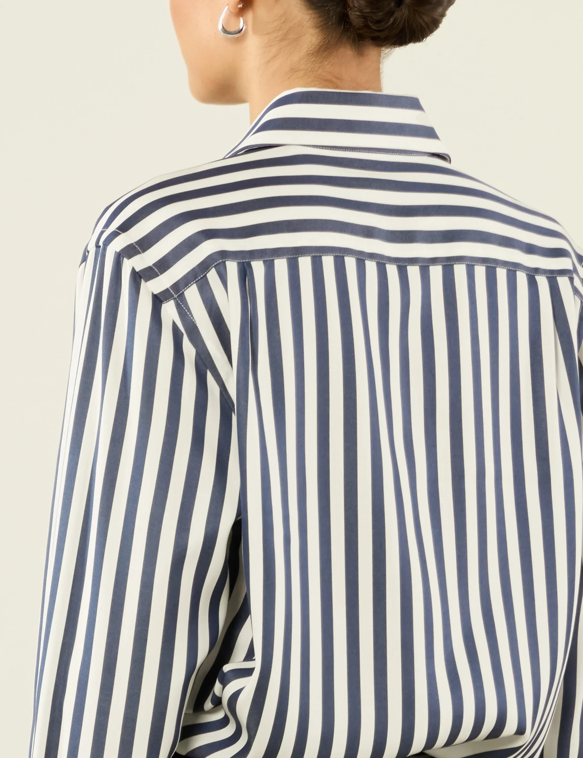 The Boyfriend: TENCEL™ Lyocell, Navy Blue Stripe - With Nothing Underneath