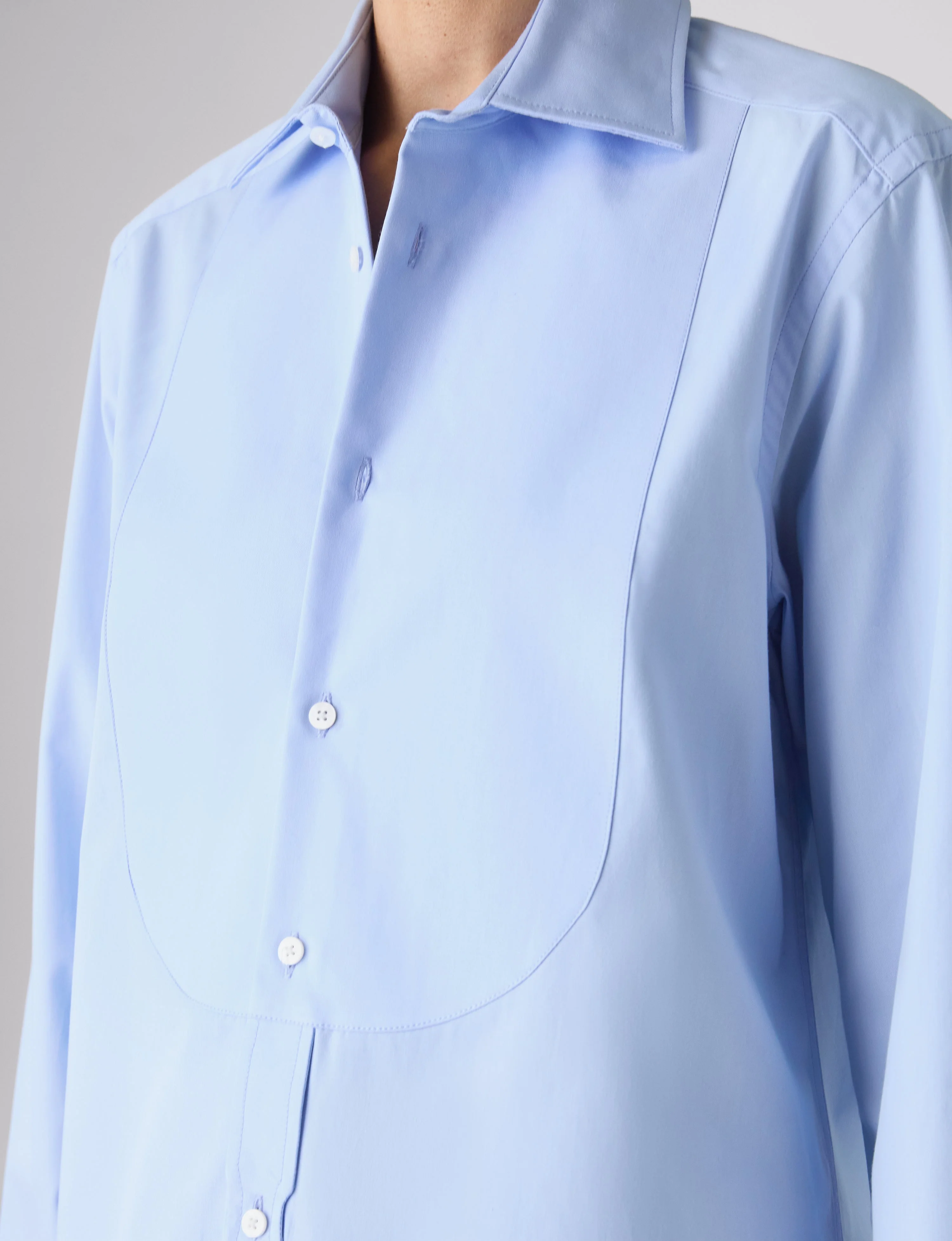 The Dress Shirt Curved Bib: Poplin, Sky Blue - With Nothing Underneath