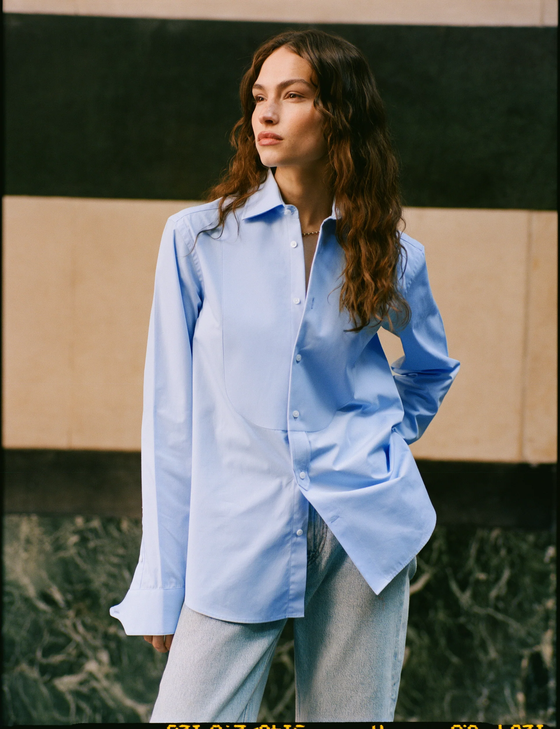 The Dress Shirt Curved Bib: Poplin, Sky Blue - With Nothing Underneath