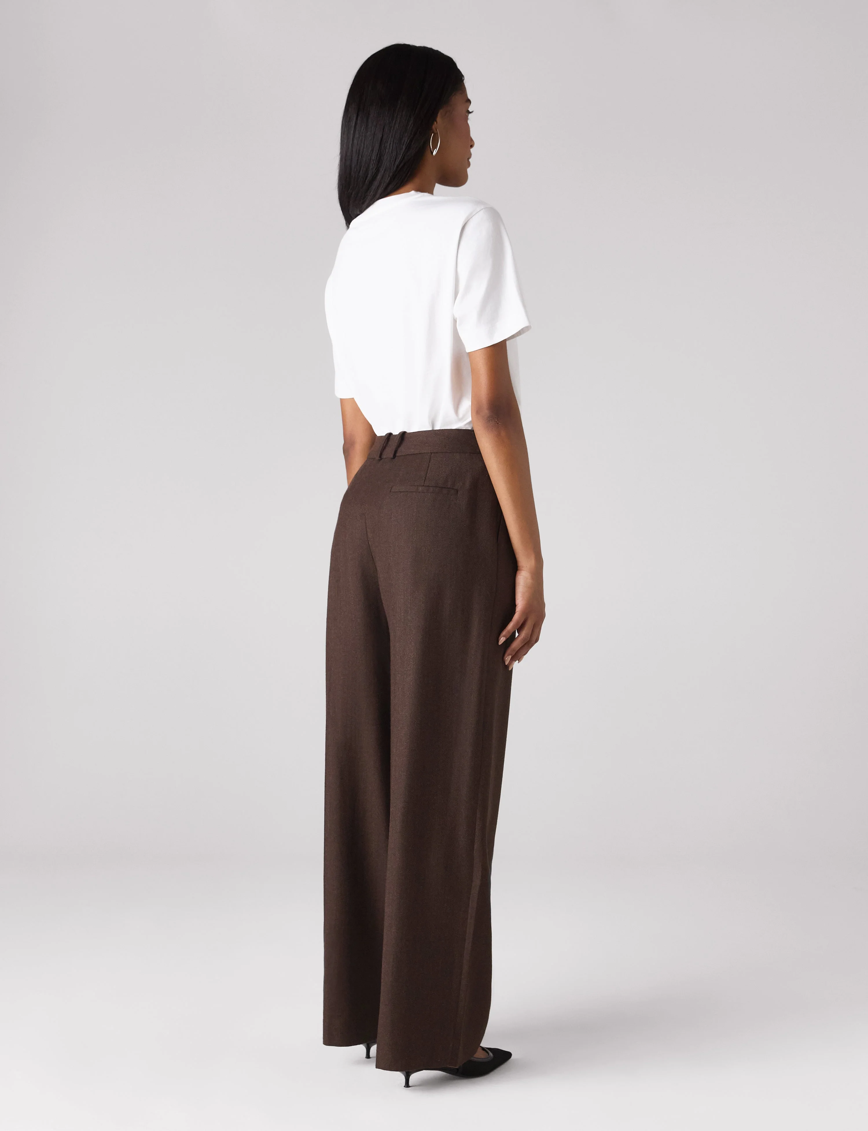 Rampling Trouser: Wool, Dark Brown Herringbone - With Nothing Underneath