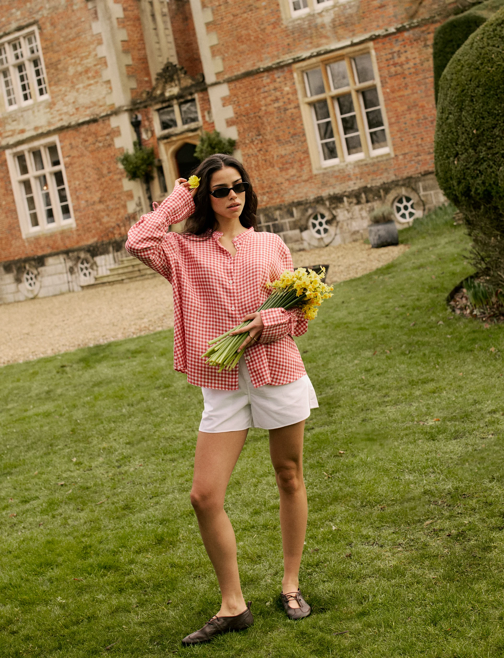 Rye Blouse: Linen, Post Box Red Gingham - With Nothing Underneath