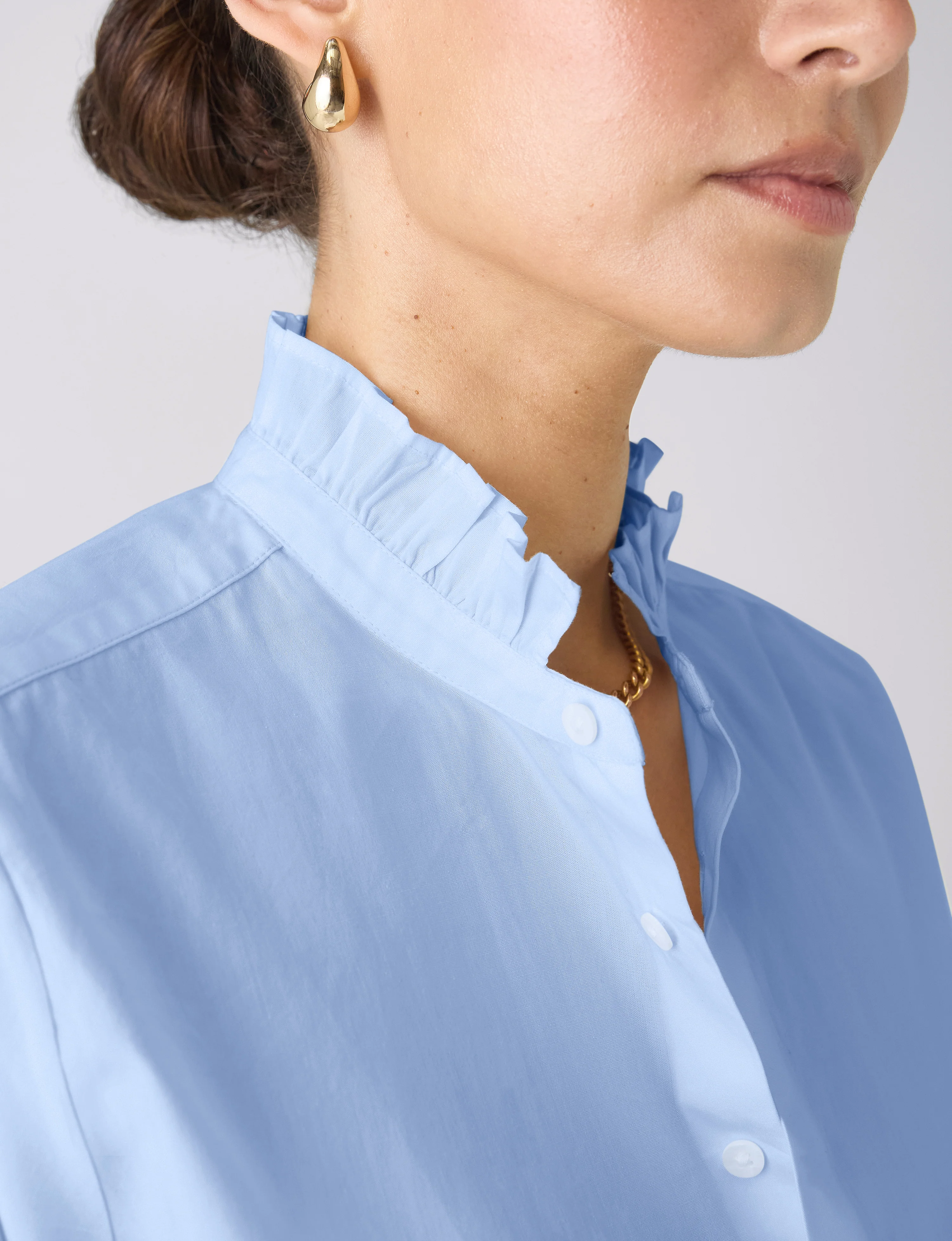 Kew Blouse: Fine Poplin, Sky Blue - With Nothing Underneath