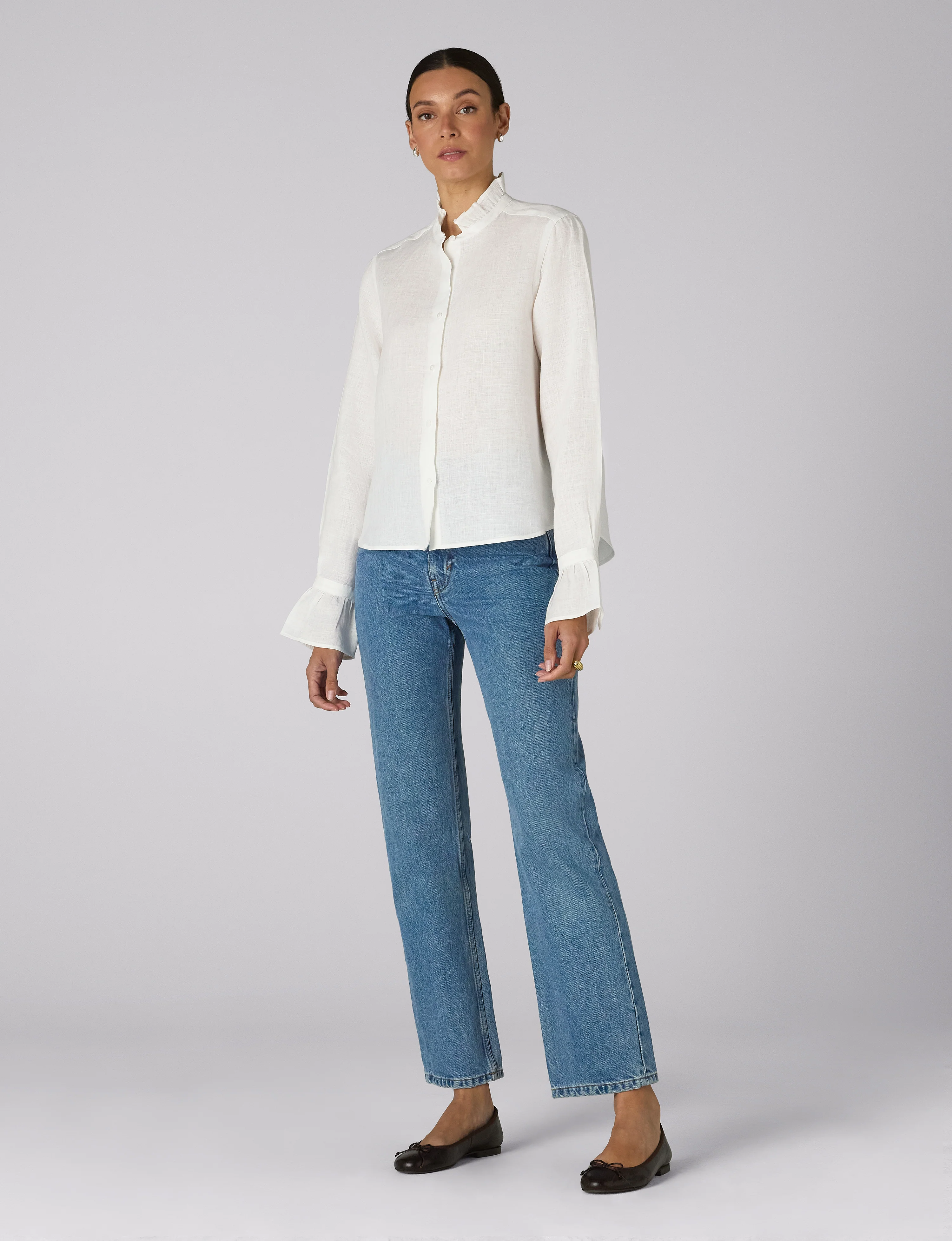 Kew Blouse: Linen, White - With Nothing Underneath