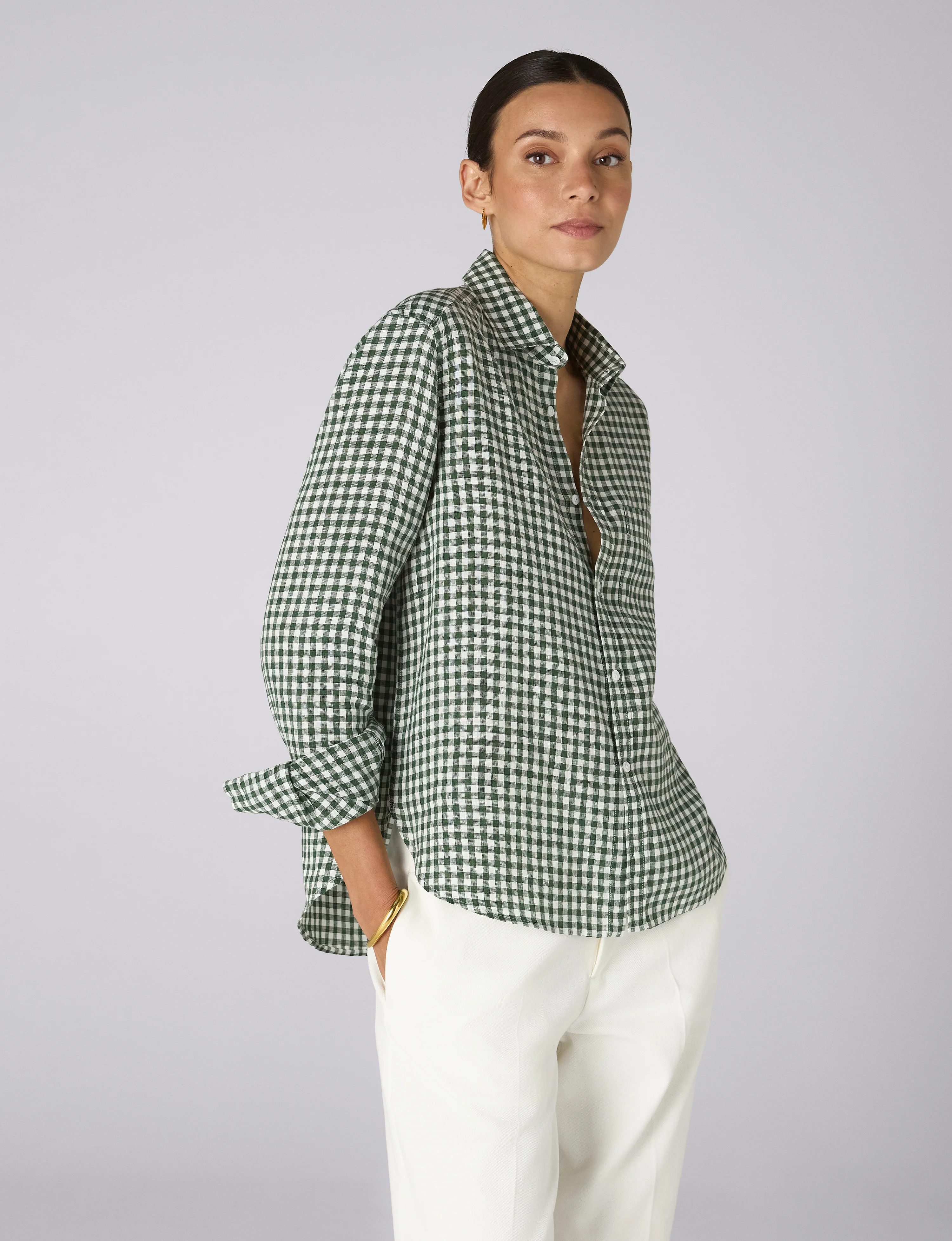 The Classic: Linen, Green Gingham - With Nothing Underneath