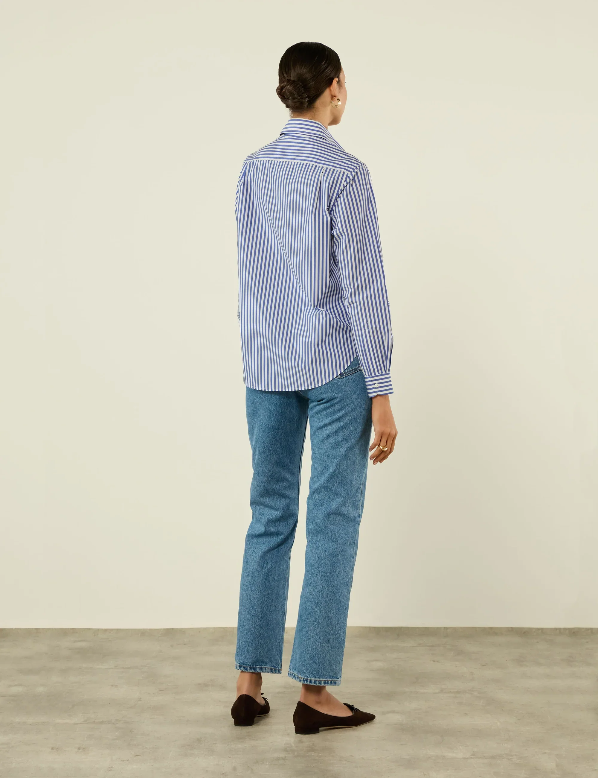 The Classic: Fine Poplin, Royal Blue Stripe - With Nothing Underneath