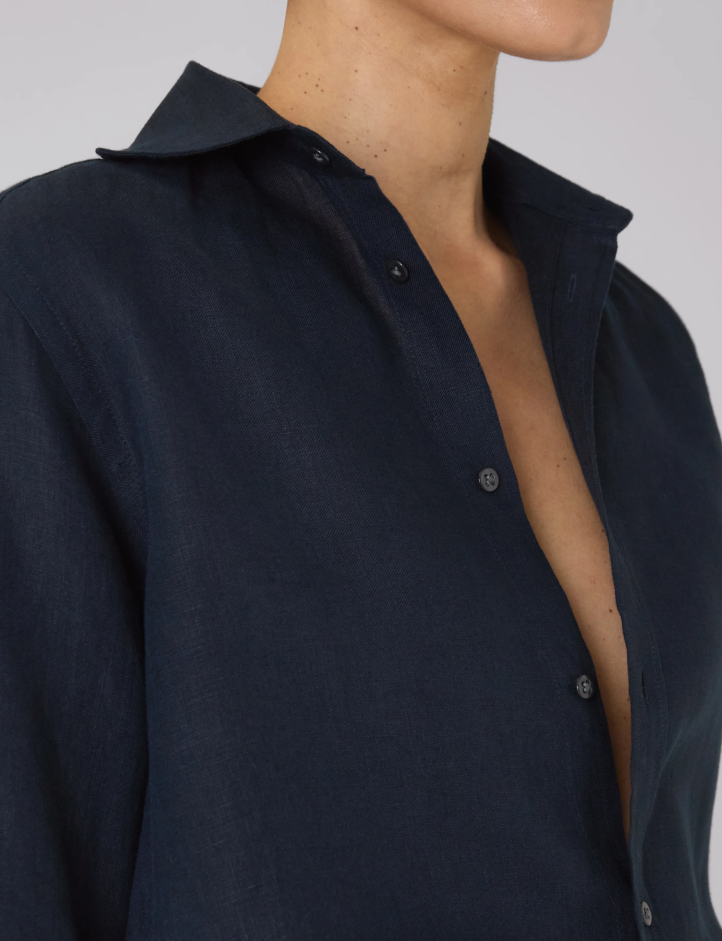 The Boyfriend: Linen, Navy Blue - With Nothing Underneath