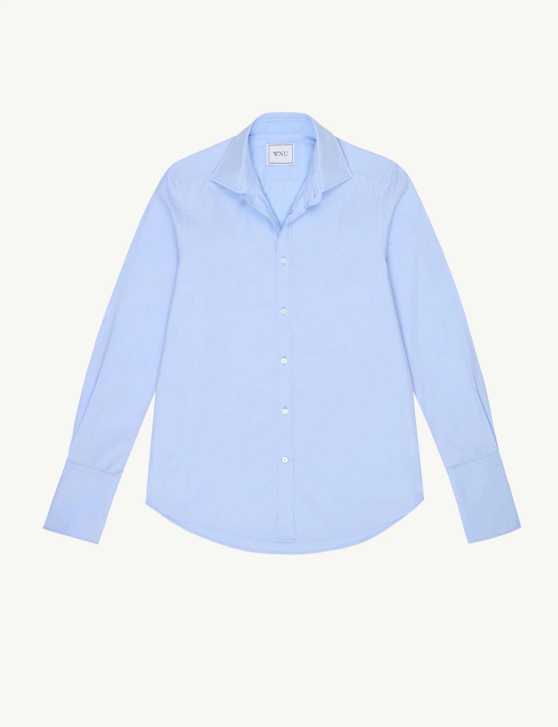 The Boyfriend Exaggerated Cuff: Fine Poplin, Sky Blue - With Nothing Underneath