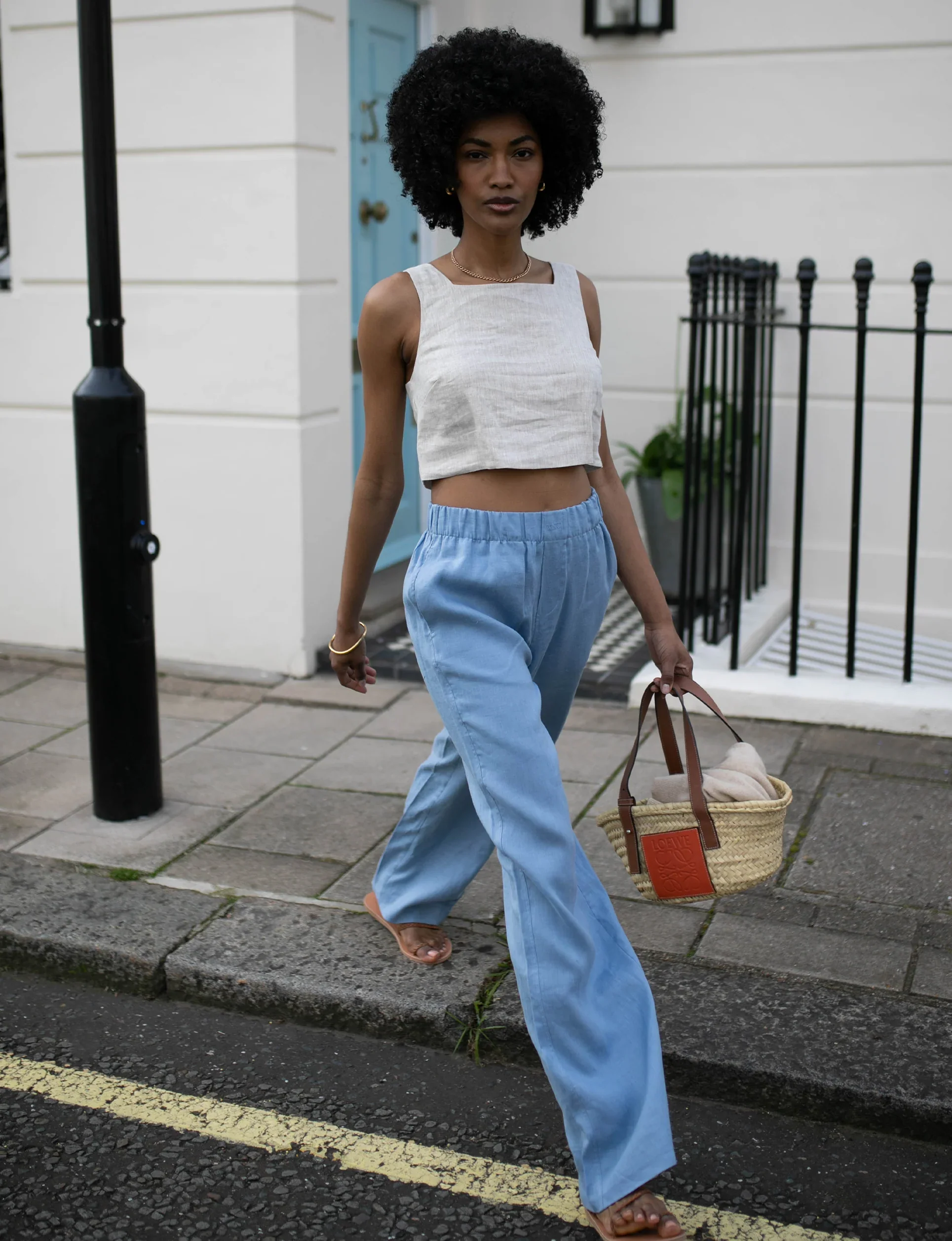 The Palazzo: Linen, Storm Blue - With Nothing Underneath